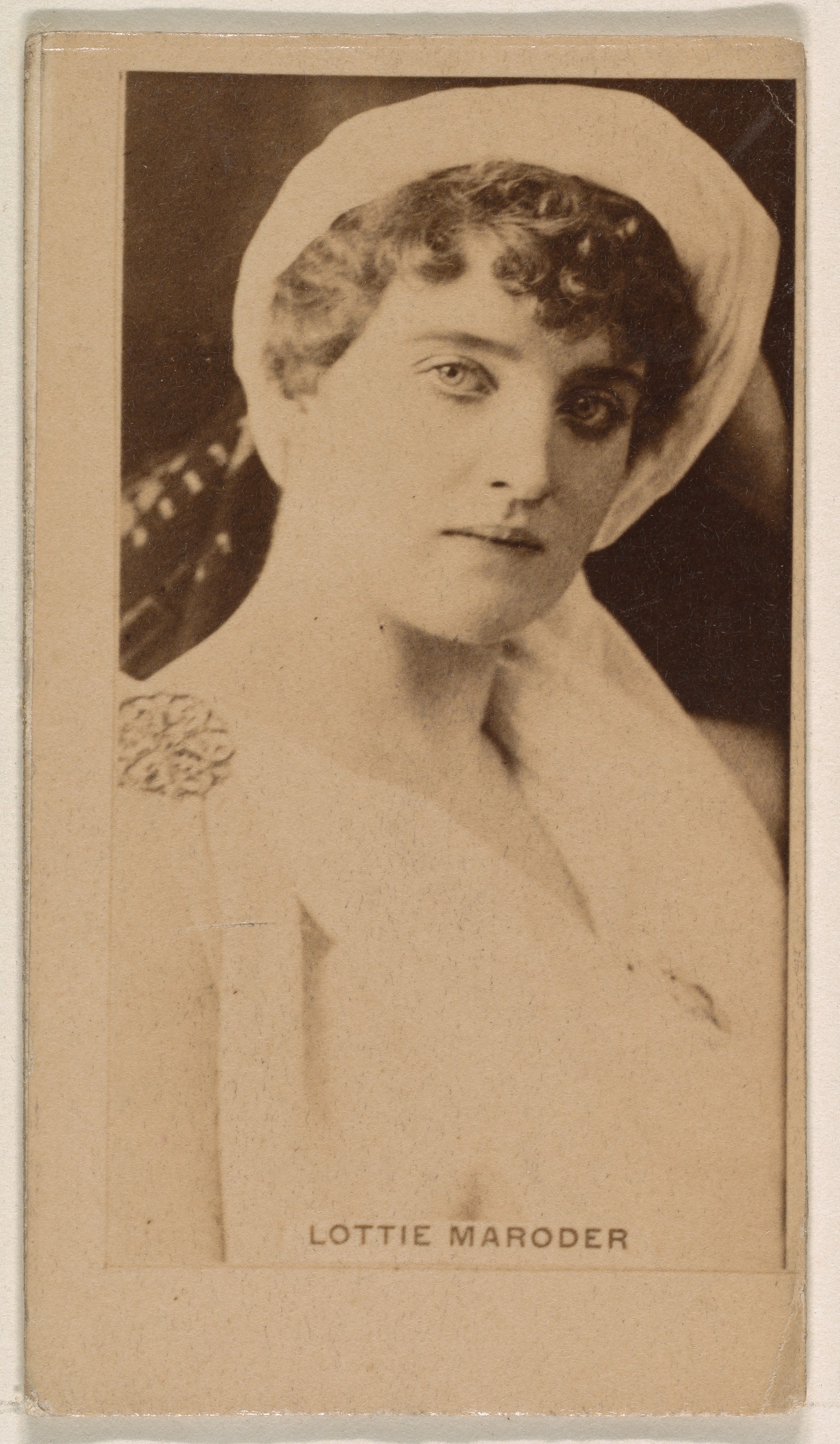 Lottie Maroder, from the Actresses series (N245) issued by Kinney Brothers to promote Sweet Caporal Cigarettes
