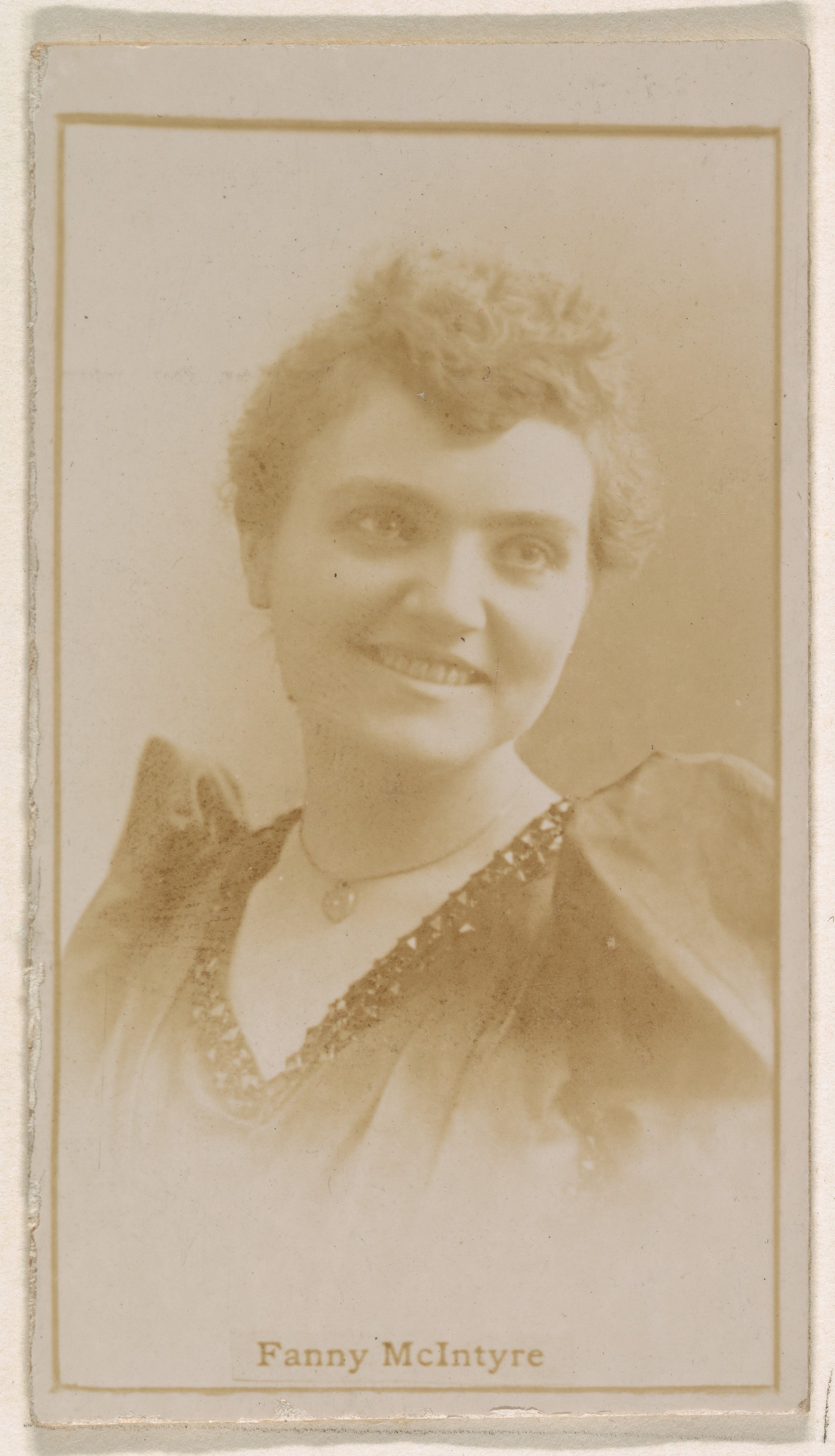 Fanny McIntyre, from the Actresses series (N245) issued by Kinney Brothers to promote Sweet Caporal Cigarettes