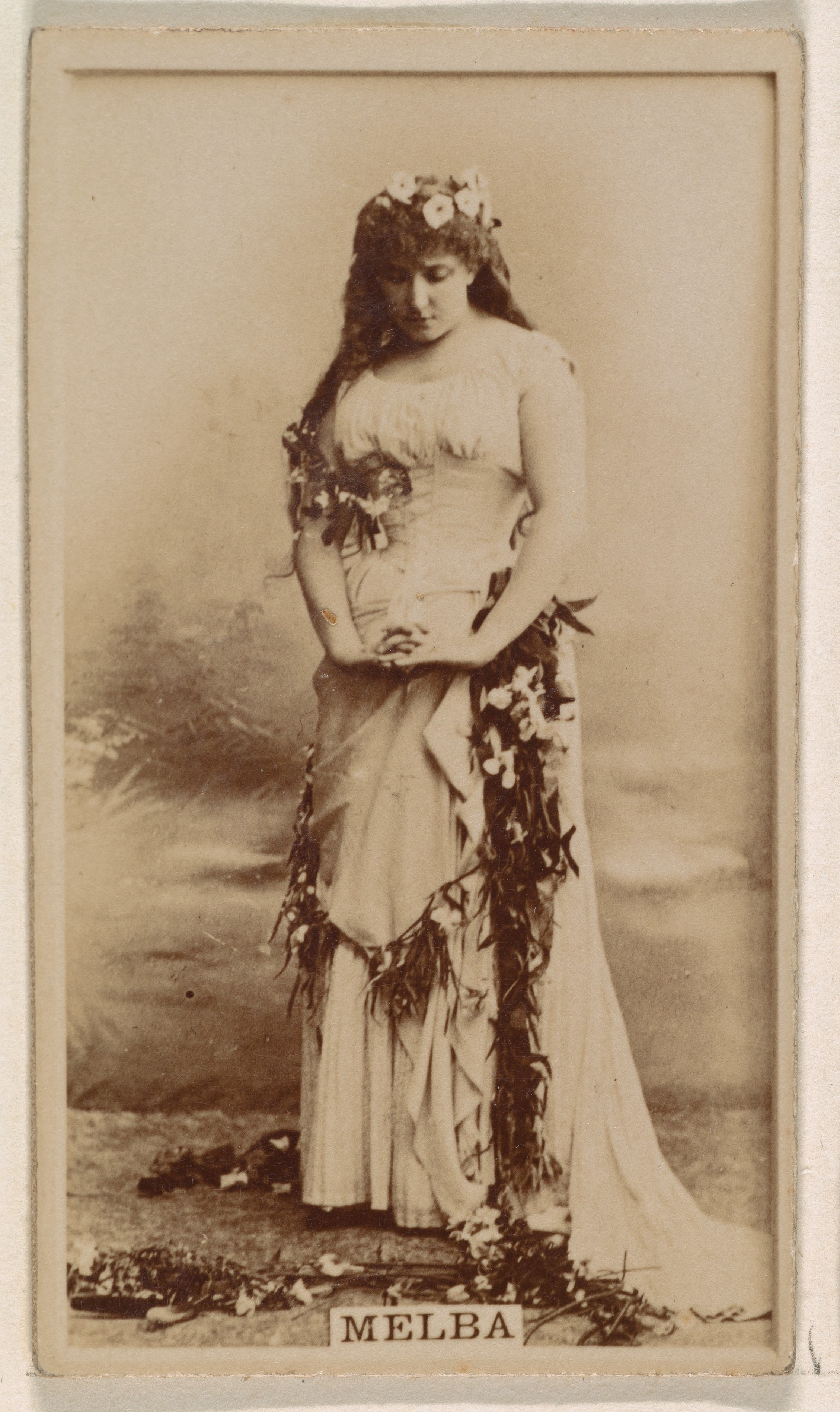 Miss Melba, from the Actresses series (N245) issued by Kinney Brothers to promote Sweet Caporal Cigarettes
