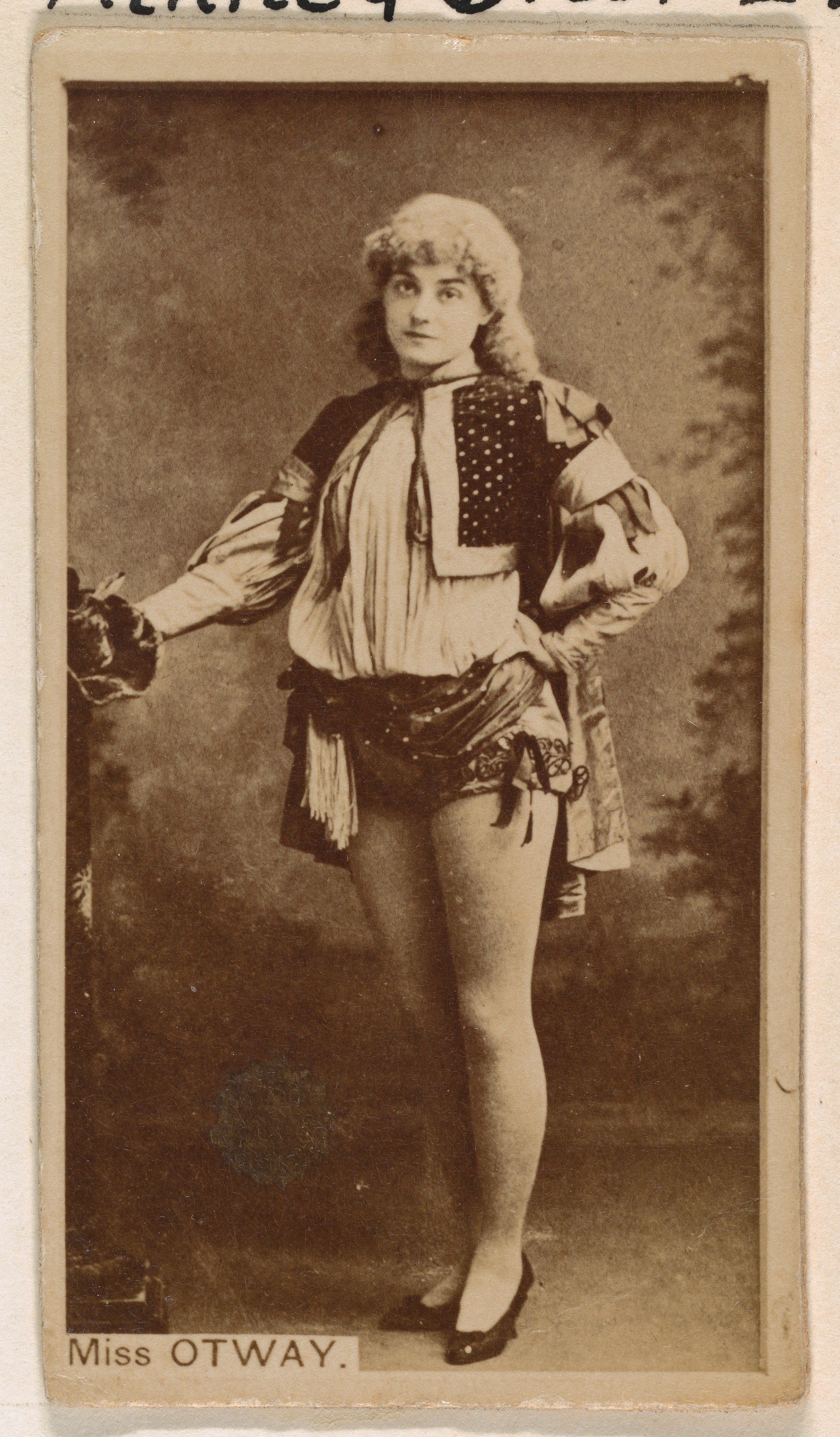 Miss Otway, from the Actresses series (N245) issued by Kinney Brothers to promote Sweet Caporal Cigarettes