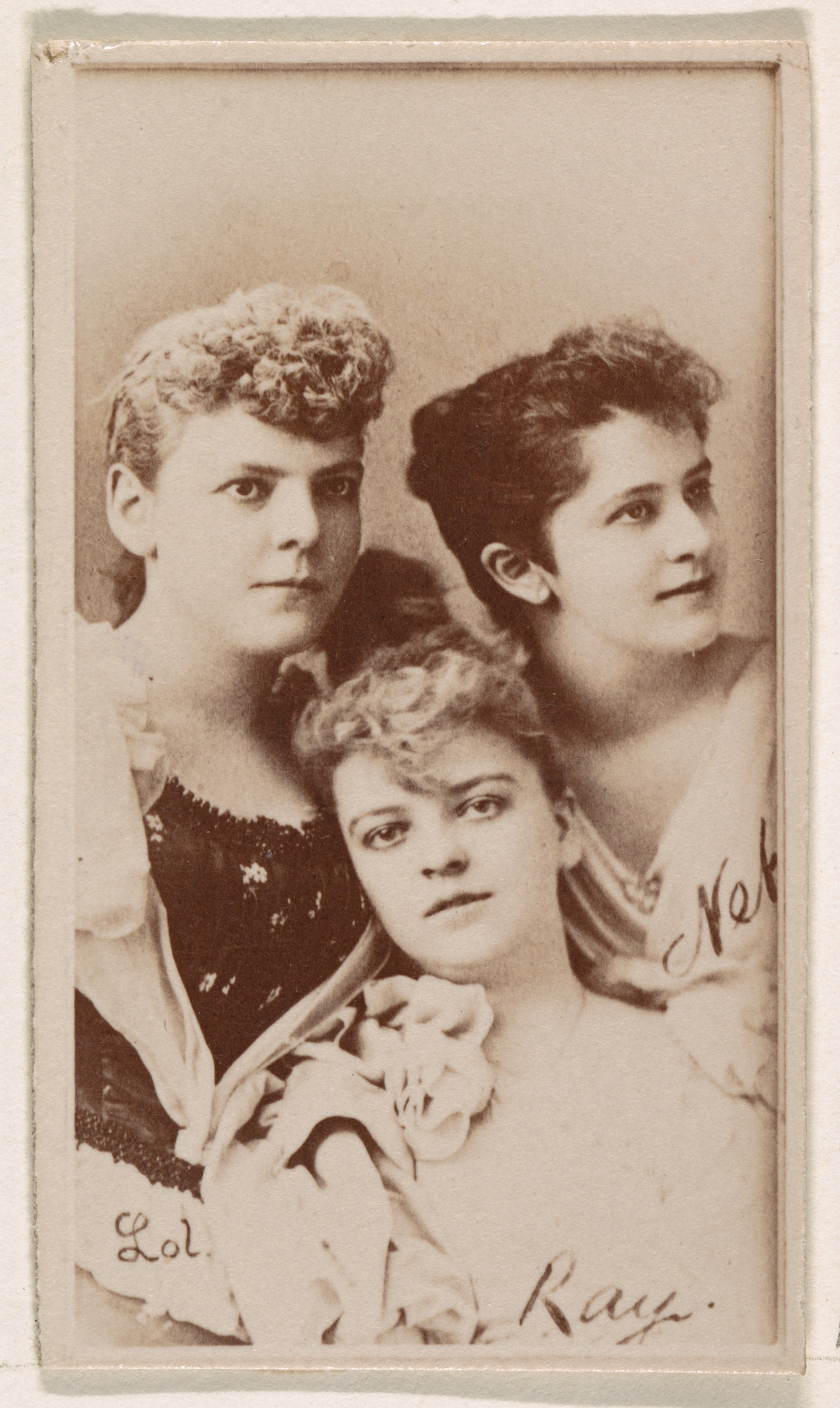 Three actresses, from the Actresses series (N245) issued by Kinney Brothers to promote Sweet Caporal Cigarettes