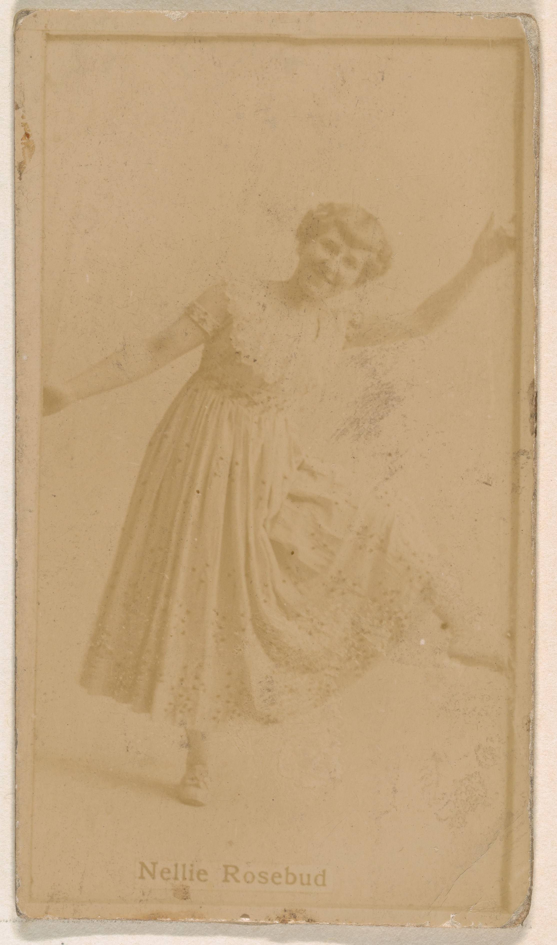 Nellie Rosebud, from the Actresses series (N245) issued by Kinney Brothers to promote Sweet Caporal Cigarettes