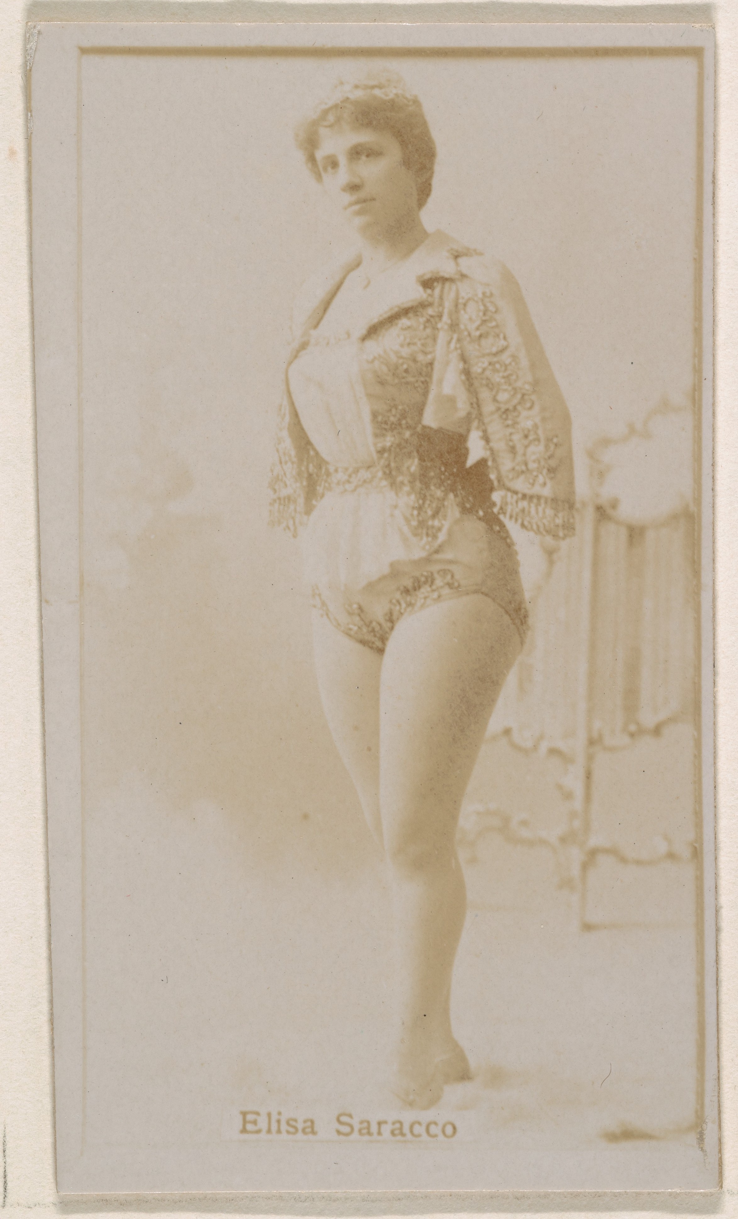 Mlle. Elisa Saracco, from the Actresses series (N245) issued by Kinney Brothers to promote Sweet Caporal Cigarettes