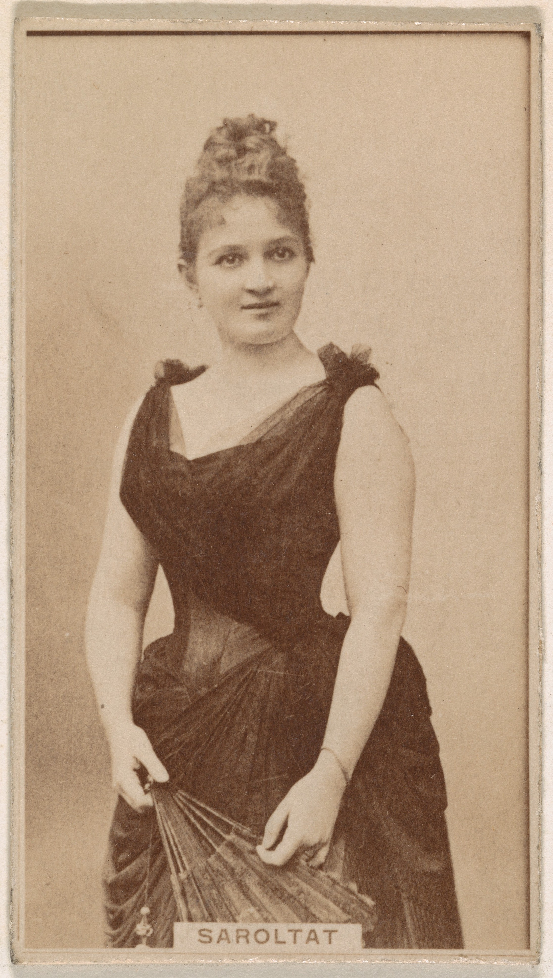 Miss Saroltat, from the Actresses series (N245) issued by Kinney Brothers to promote Sweet Caporal Cigarettes