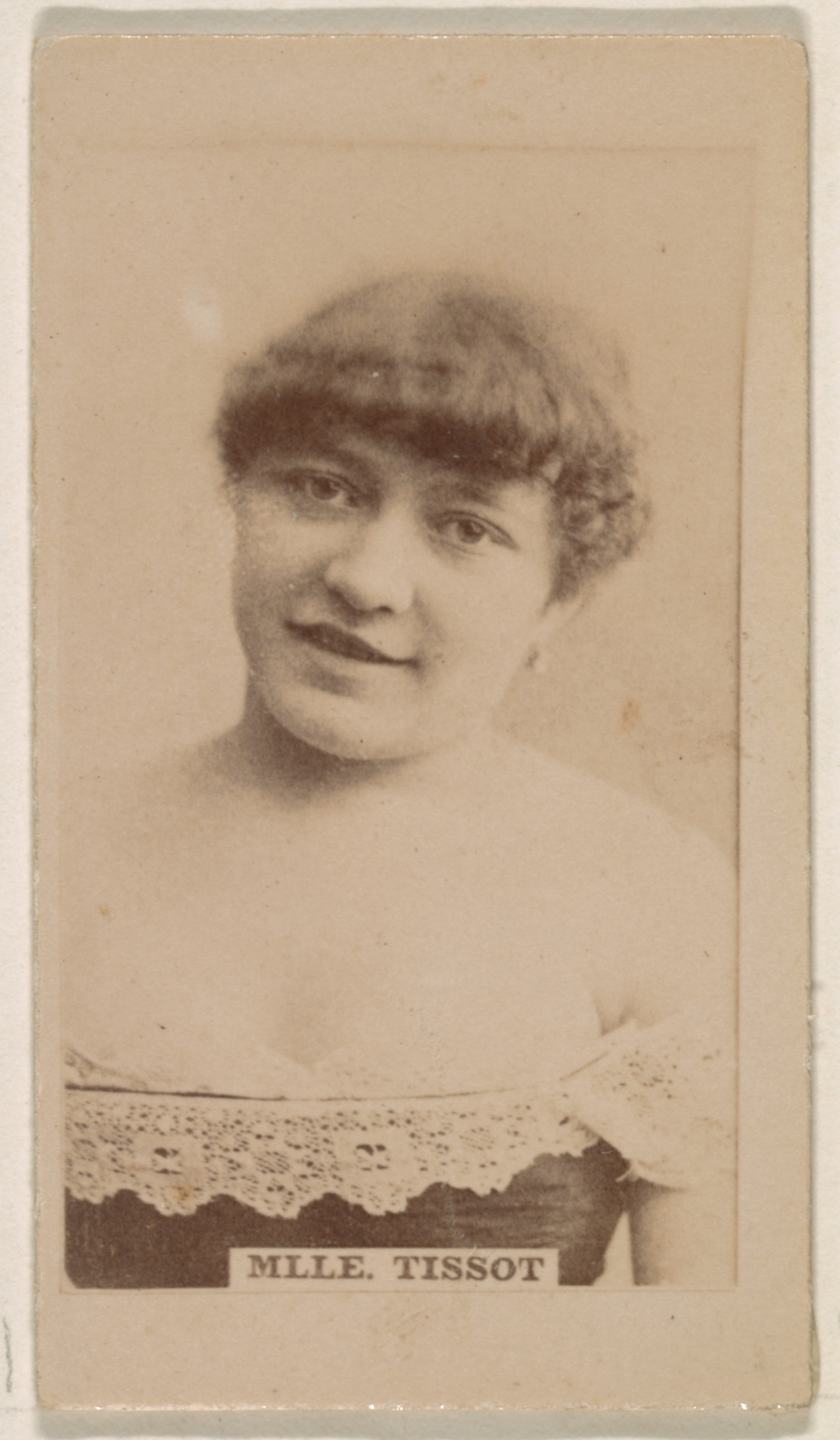 Kinney Brothers Tobacco Company, Mlle. Tissot, from the Actresses series (N245) issued by Kinney Brothers to promote Sweet Caporal Cigarettes