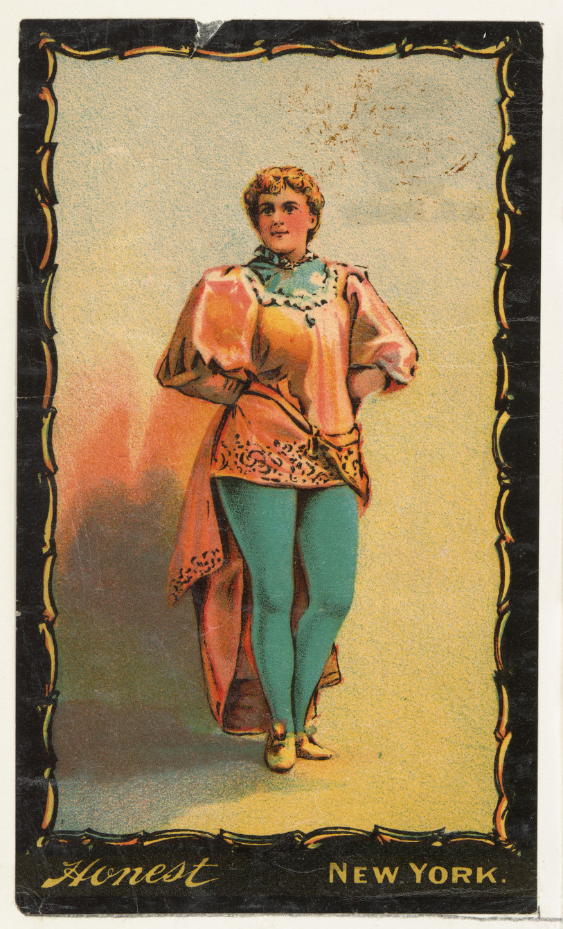 W. Duke, Sons & Co., Full-length portrait of actress wearing draped costume, from the Transparencies series (N137) issued by W. Duke, Sons & Co. to promote Honest Long Cut Tobacco