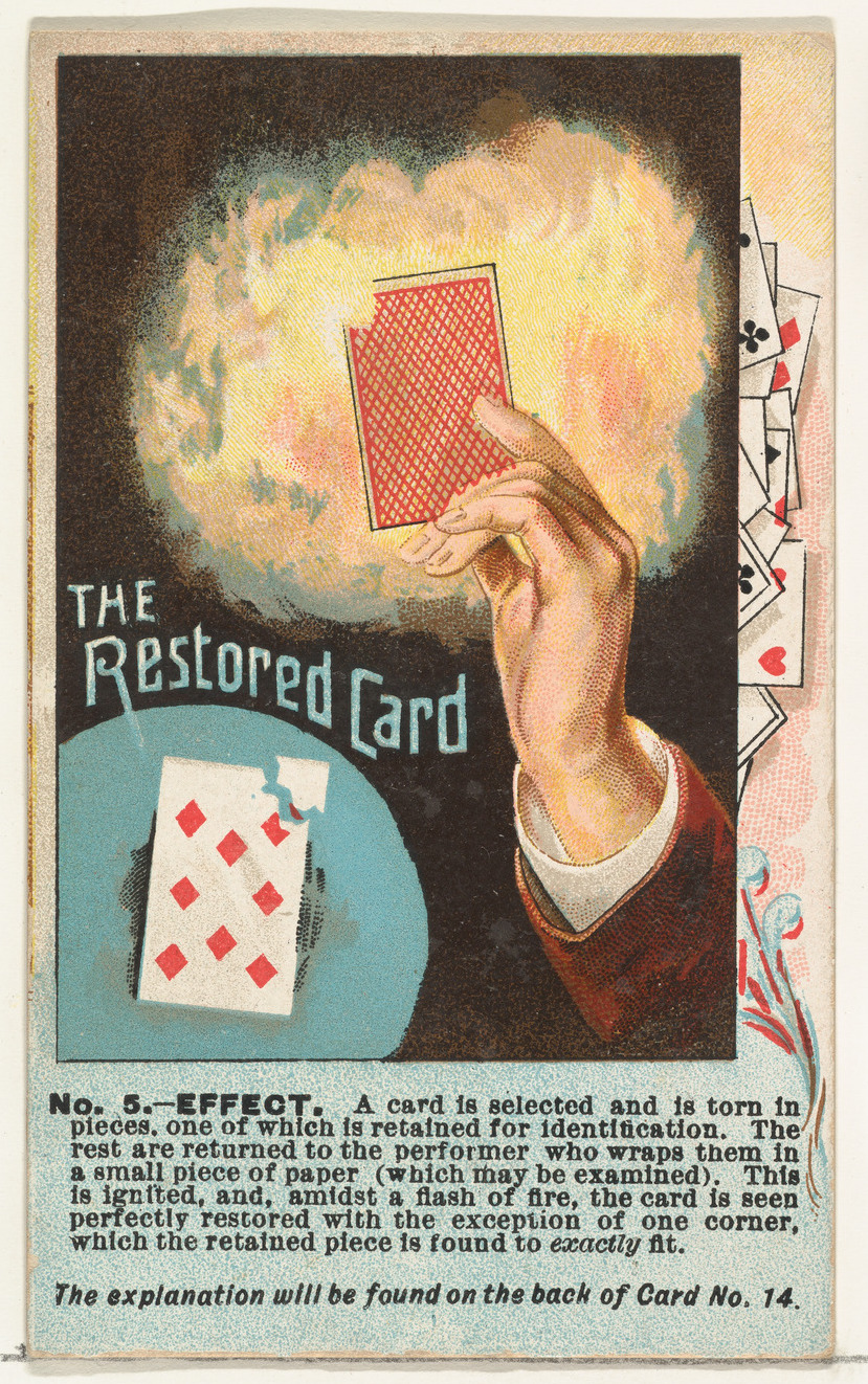 Issued by W. Duke, Sons & Co. | Number 5, The Restored Card, from the Tricks with Cards series ...