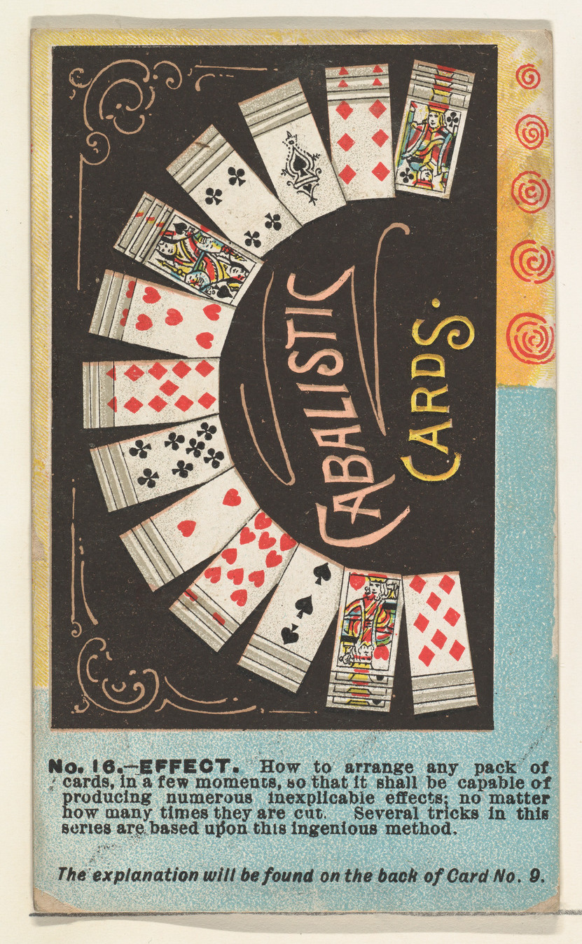 Issued by W. Duke, Sons & Co. | Number 16, Cabalistic Cards, from the Tricks with Cards series ...