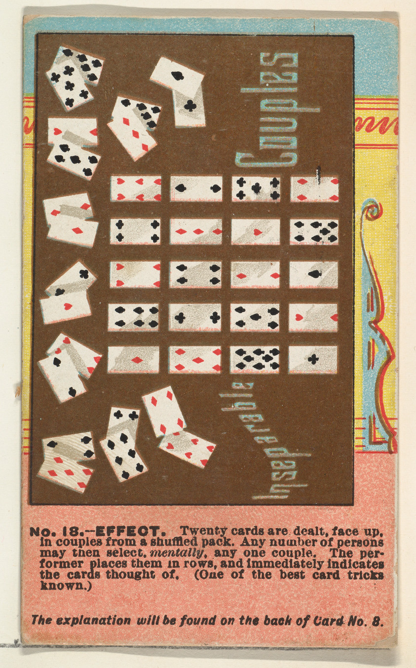 Issued by W. Duke, Sons \u0026 Co. | Number 18, Inseparable Couples, from the Tricks with Cards ...