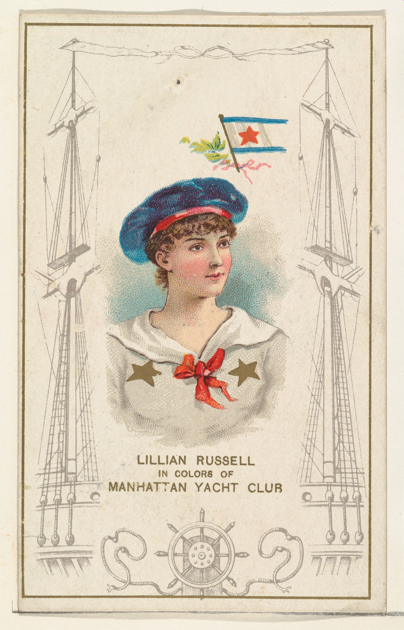 W. Duke, Sons & Co., Lillian Russell in Colors of Manhattan Yacht Club, from the Yacht Colors of the World series (N140) issued by Duke Sons & Co. to promote Honest Long Cut Tobacco