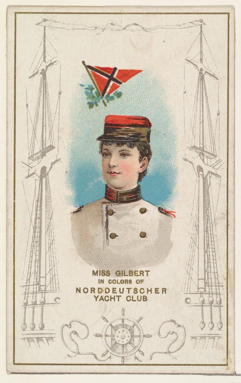 W. Duke, Sons & Co., Miss Gilbert in Colors of Norddeutscher Yacht Club, from the Yacht Colors of the World series (N140) issued by Duke Sons & Co. to promote Honest Long Cut Tobacco