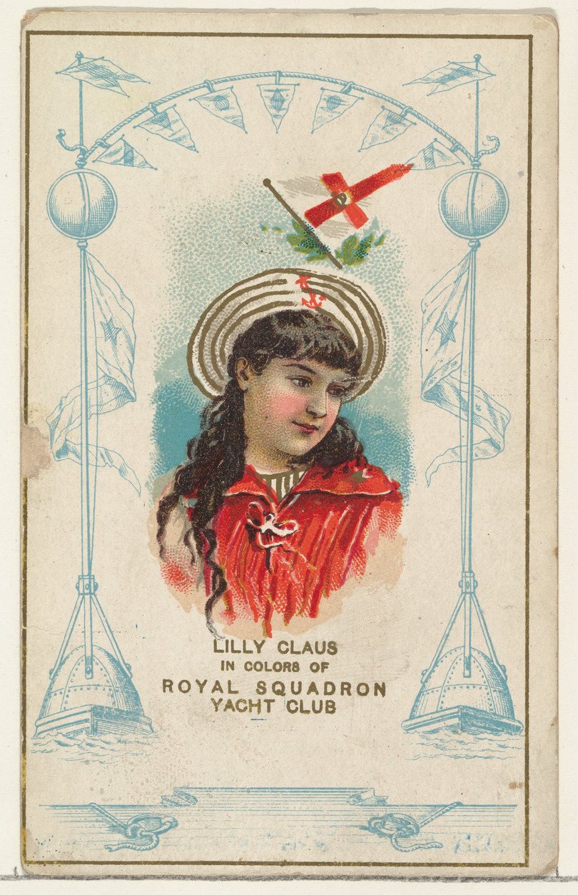 W. Duke, Sons & Co., Lilly Claus in Colors of Royal Squadron Yacht Club, from the Yacht Colors of the World series (N140) issued by Duke Sons & Co. to promote Honest Long Cut Tobacco