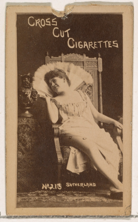Card Number 213, Sutherland, from the Actors and Actresses series (N145-1) issued by Duke Sons & Co. to promote Cross Cut Cigarettes