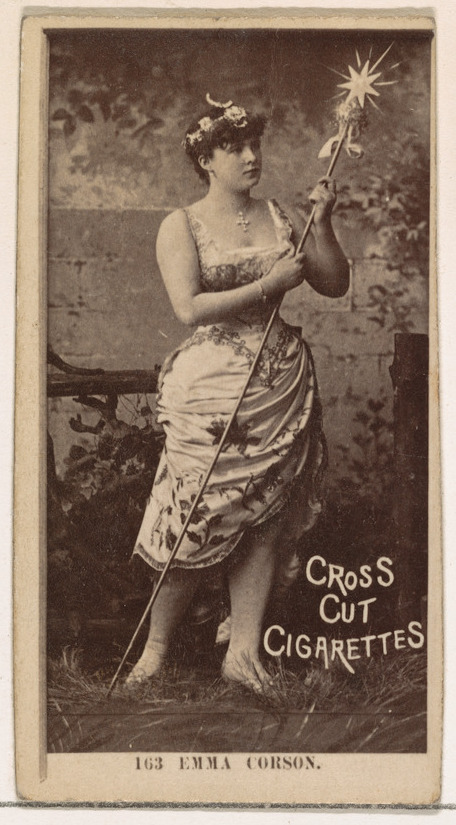Card Number 163, Emma Corson, from the Actors and Actresses series (N145-2) issued by Duke Sons & Co. to promote Cross Cut Cigarettes