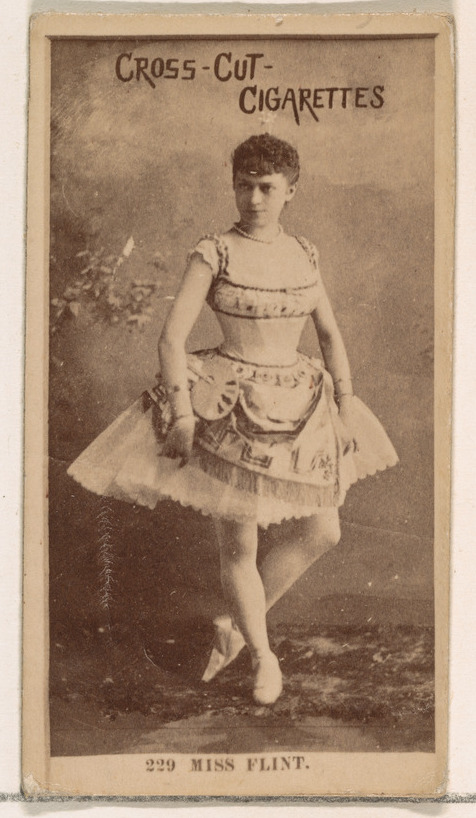 Card Number 229, Miss Flint, from the Actors and Actresses series (N145-2) issued by Duke Sons & Co. to promote Cross Cut Cigarettes