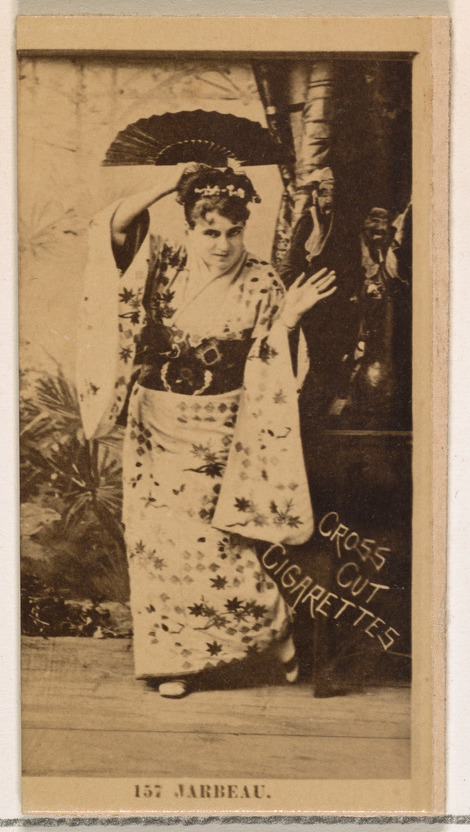 Card Number 157, Miss Jarbeau, from the Actors and Actresses series (N145-2) issued by Duke Sons & Co. to promote Cross Cut Cigarettes