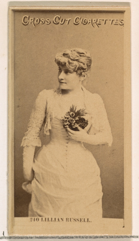 W. Duke, Sons & Co., Card Number 240, Lillian Russell, from the Actors and Actresses series (N145-2) issued by Duke Sons & Co. to promote Cross Cut Cigarettes