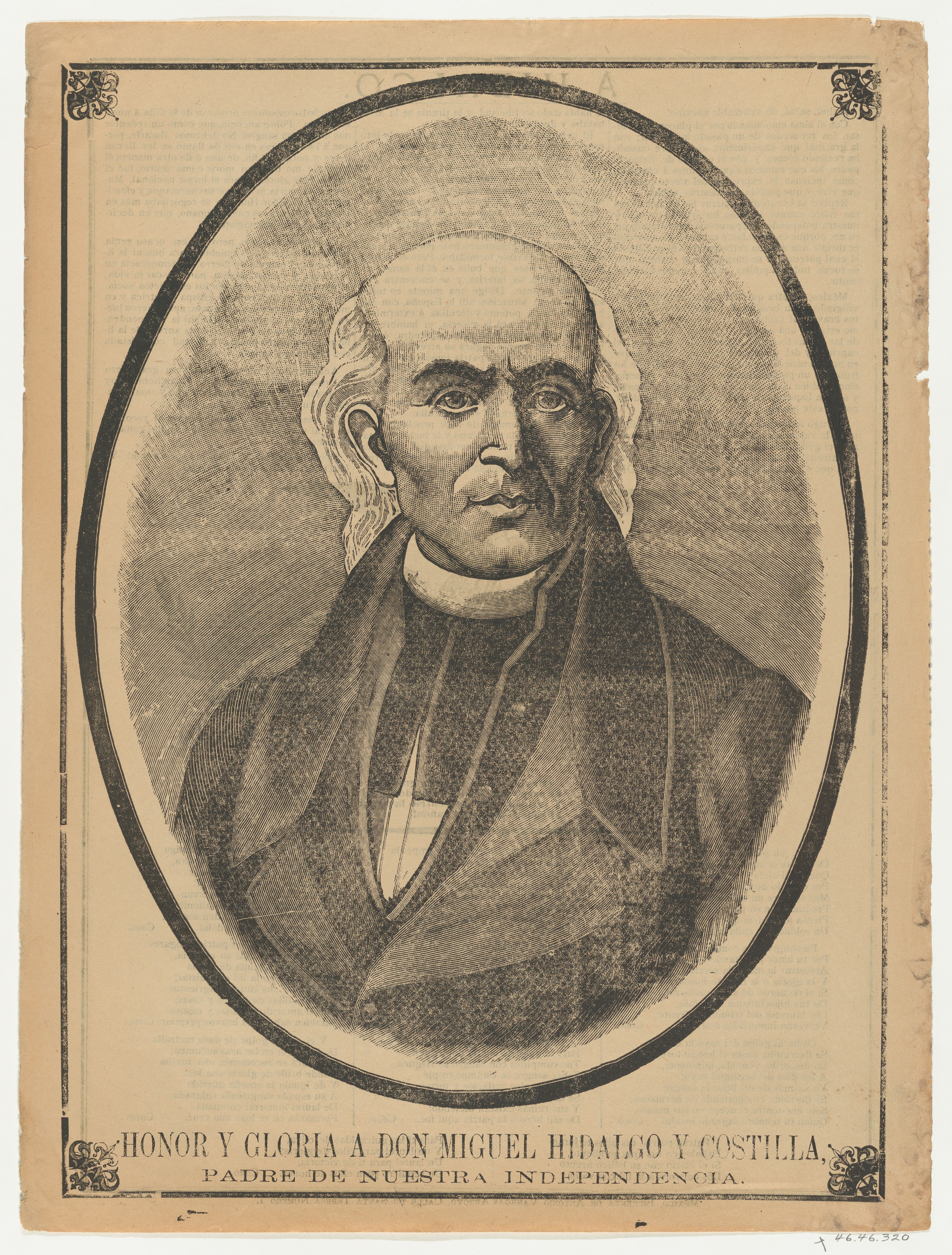 Anonymous | Broadsheet with portrait of Don Miguel Hidalgo y Costilla | The  Metropolitan Museum of Art