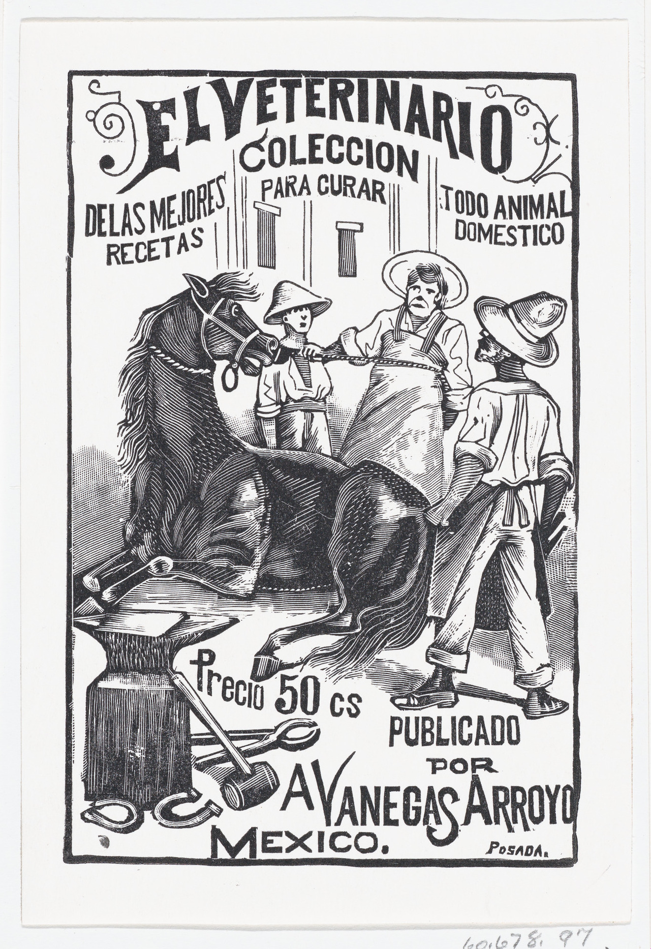 José Guadalupe Posada | A group of people surrounding a horse ...