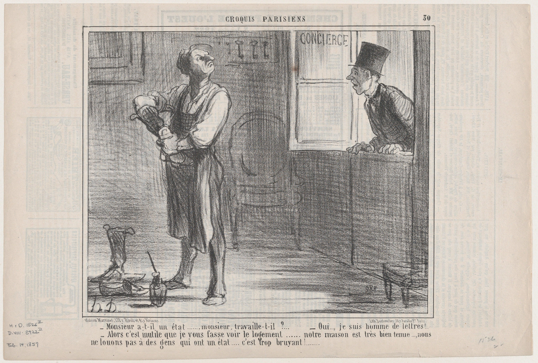 Honoré Daumier | Monsieur a-t-il un état..., from Croquis Parisiens,  published in Le Charivari, February 15, 1857 | The Metropolitan Museum of  Art