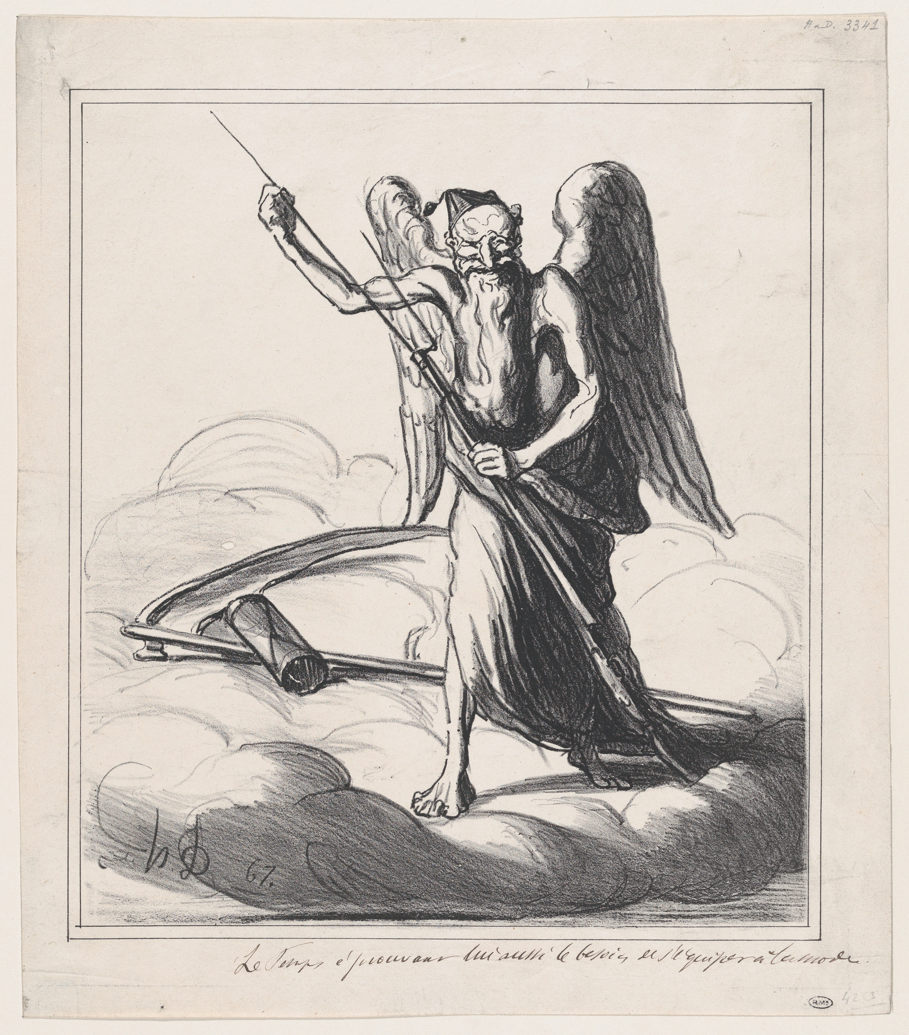 Honoré Daumier, Time too feels the urge for modern equipment, from 'News of the day,' published in Le Charivari, January 10, 1867