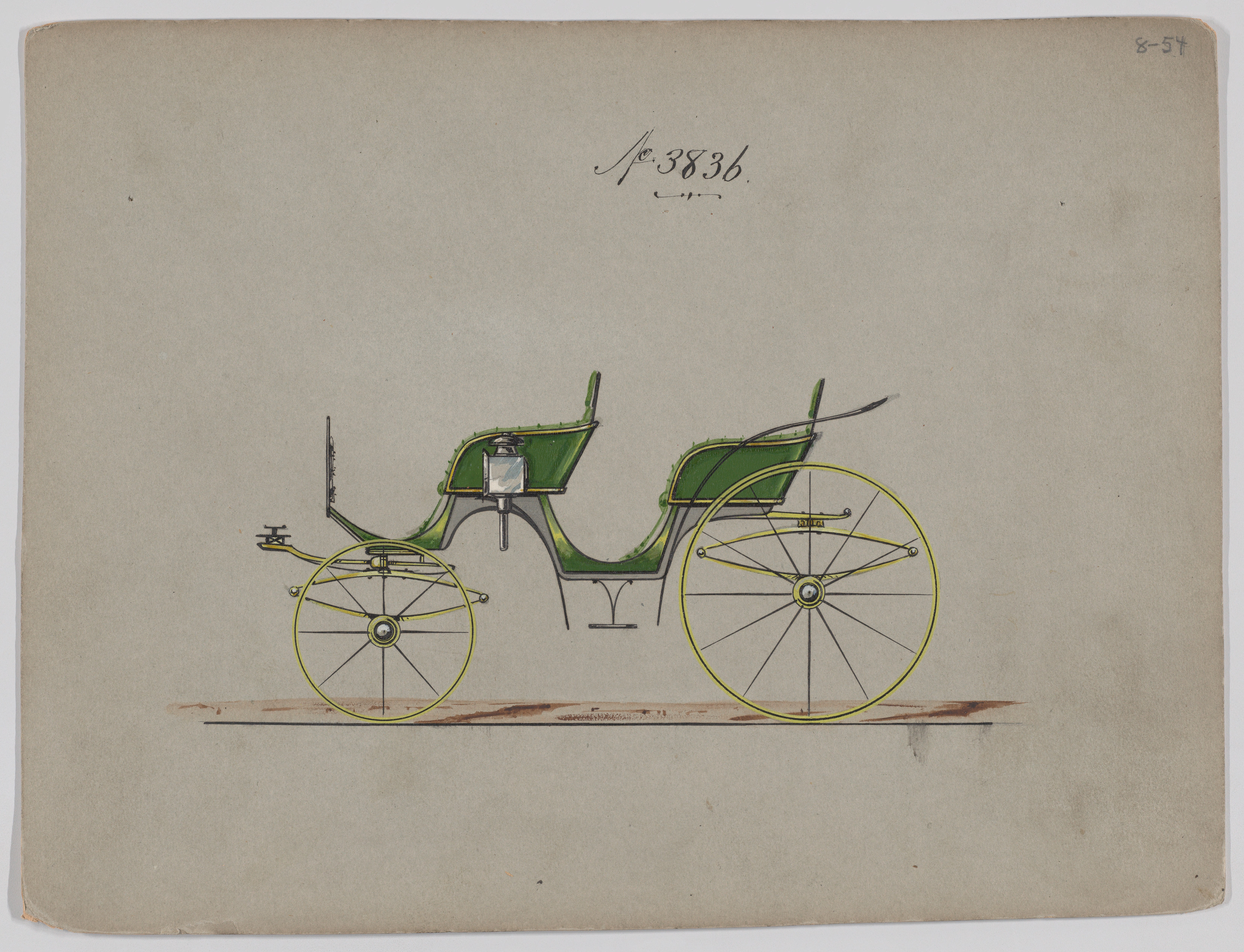 Design for 4 seat Phaeton, no top, no. 3836