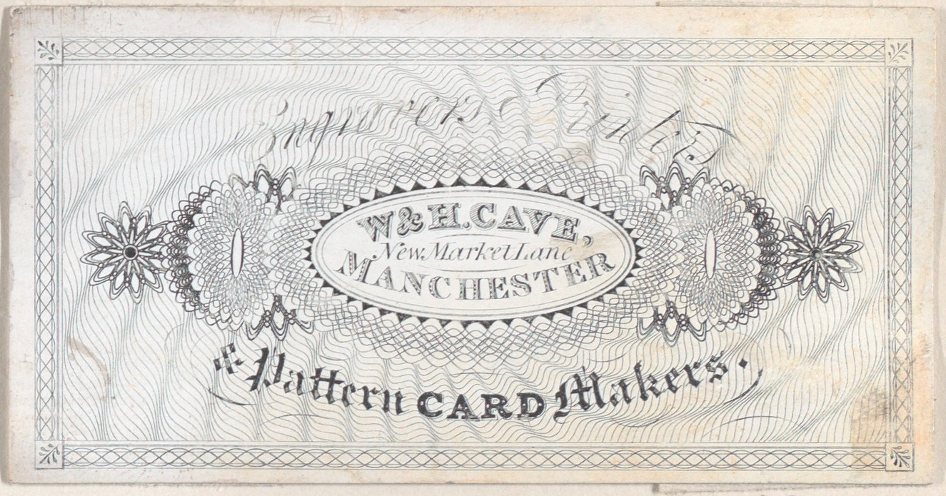 Anonymous, British, 19th century, Trade card for W&H Cave, Engraver, Printer, and Pattern Card Maker