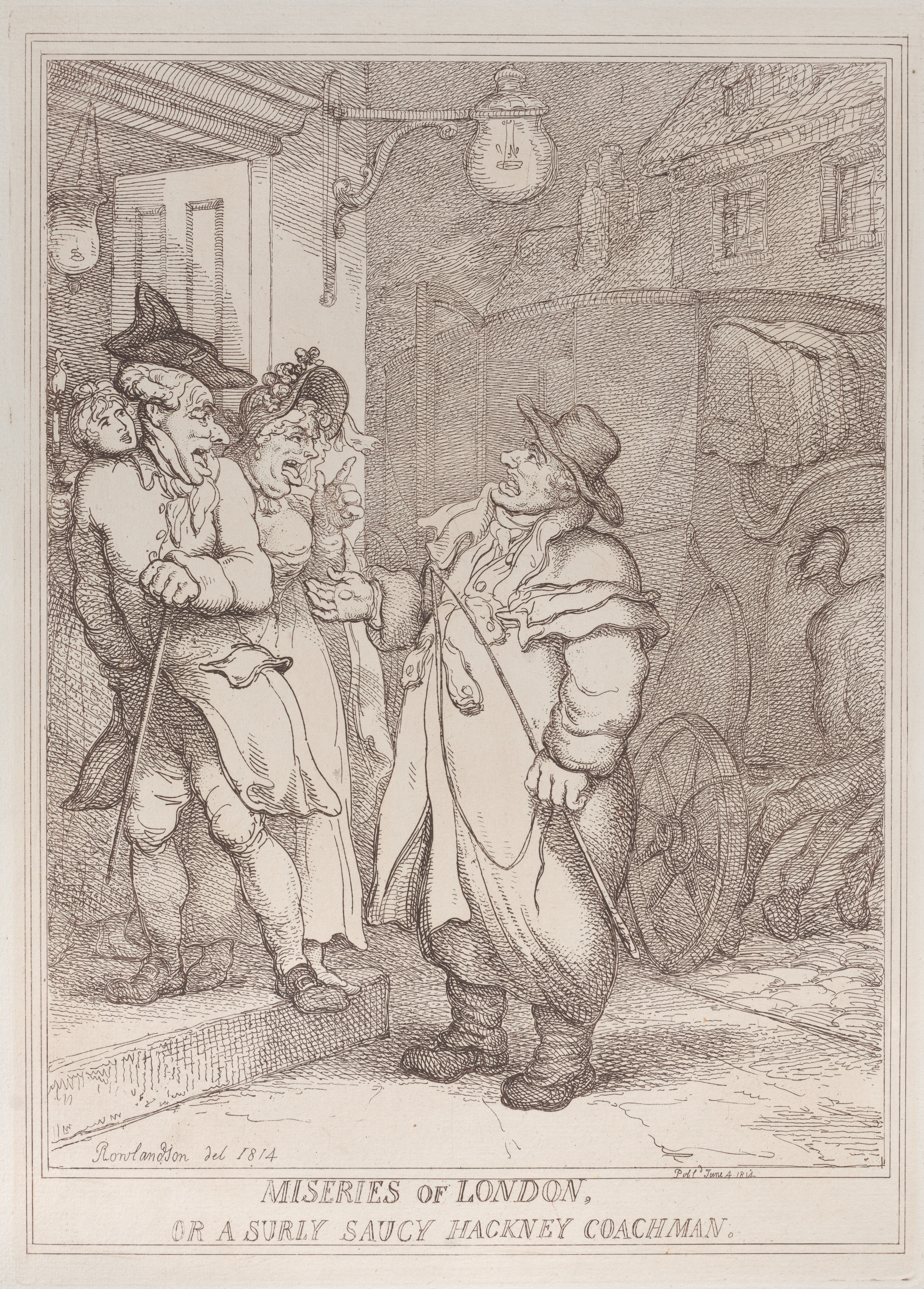 Thomas Rowlandson, Miseries of London, or a Surly Saucy Hackney Coachman