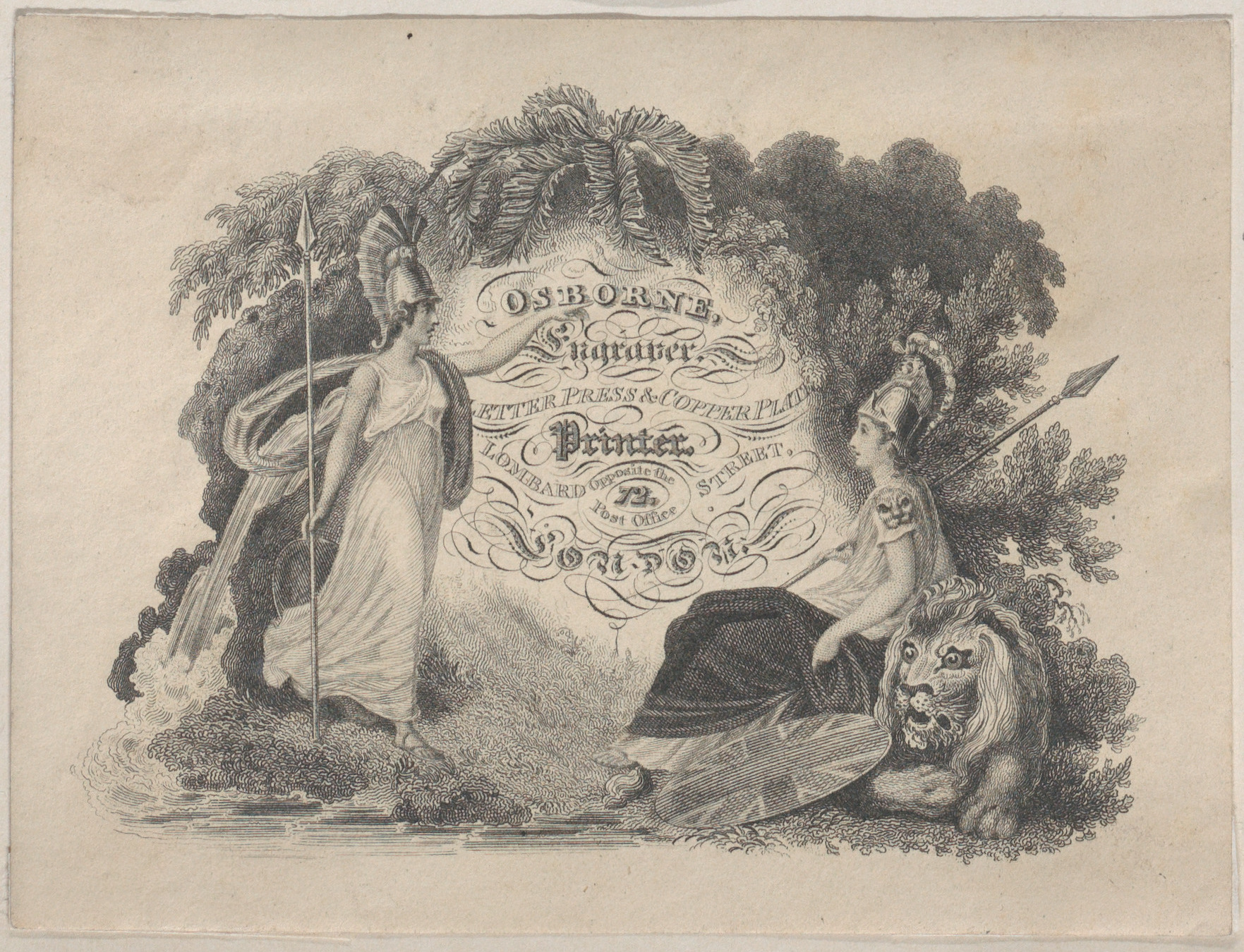 Trade Card for Osborne, Engraver and Printer