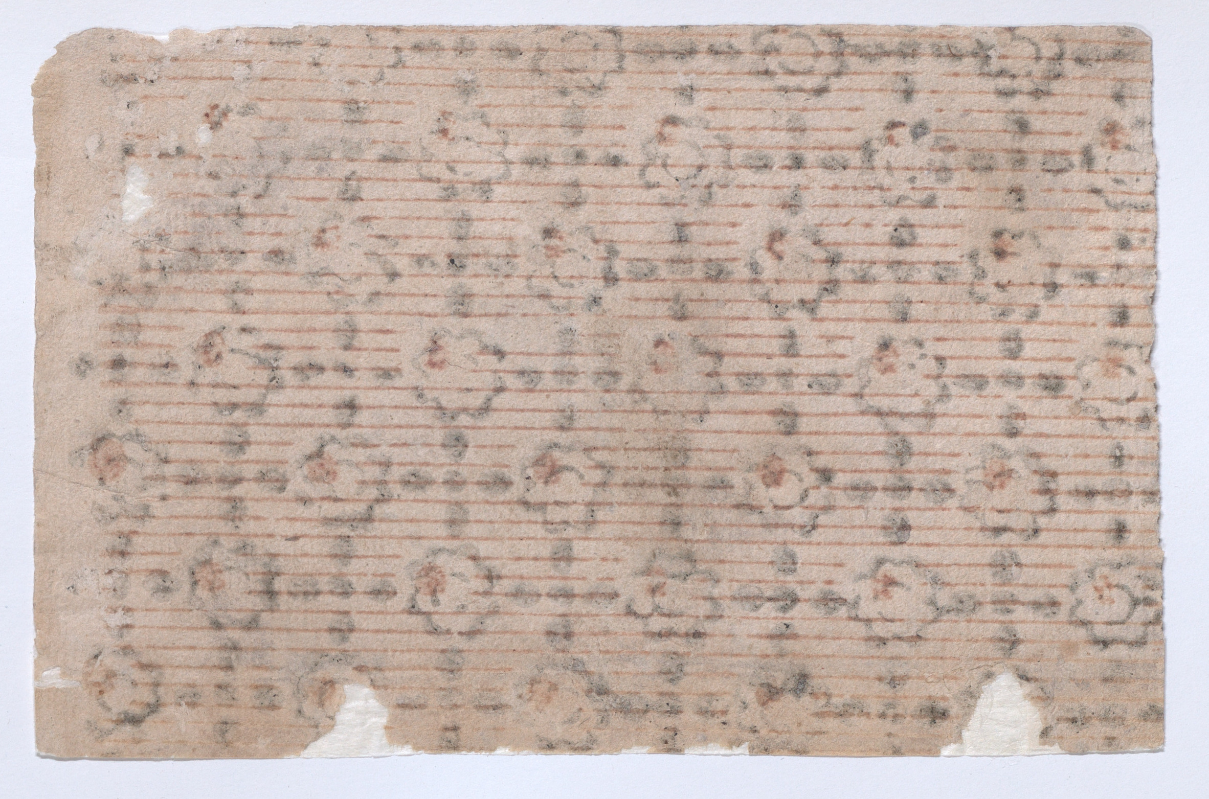 Anonymous, Sheet with stripe and floral pattern