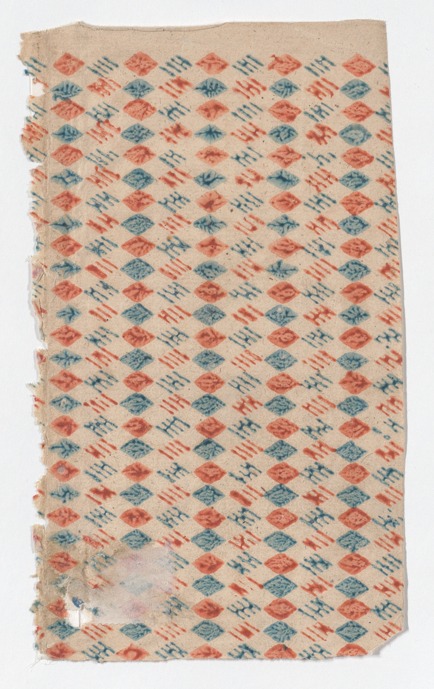 Sheet with overall blue and red diamond pattern