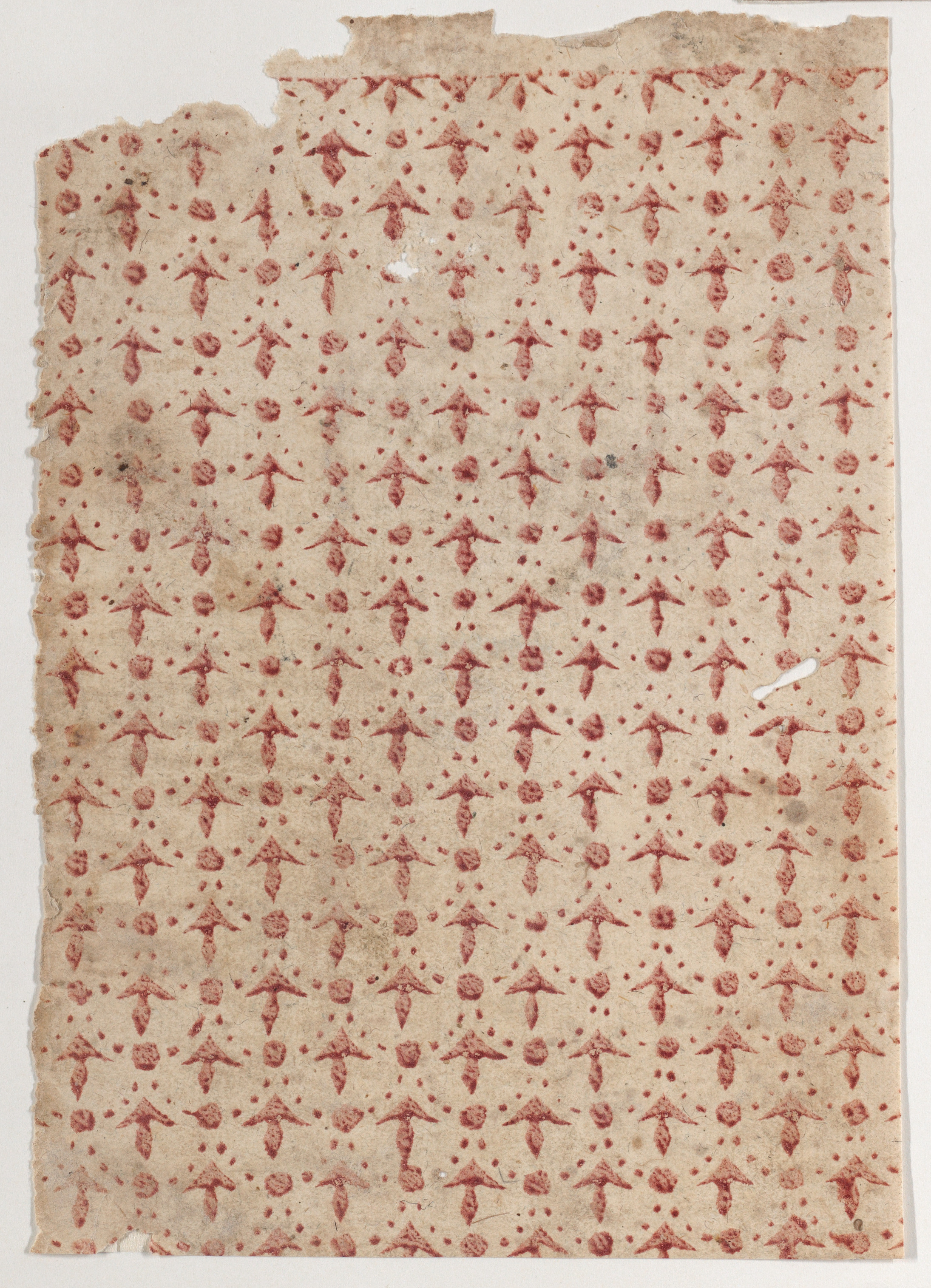 Anonymous, Sheet with overall pattern of arrow shapes and dots