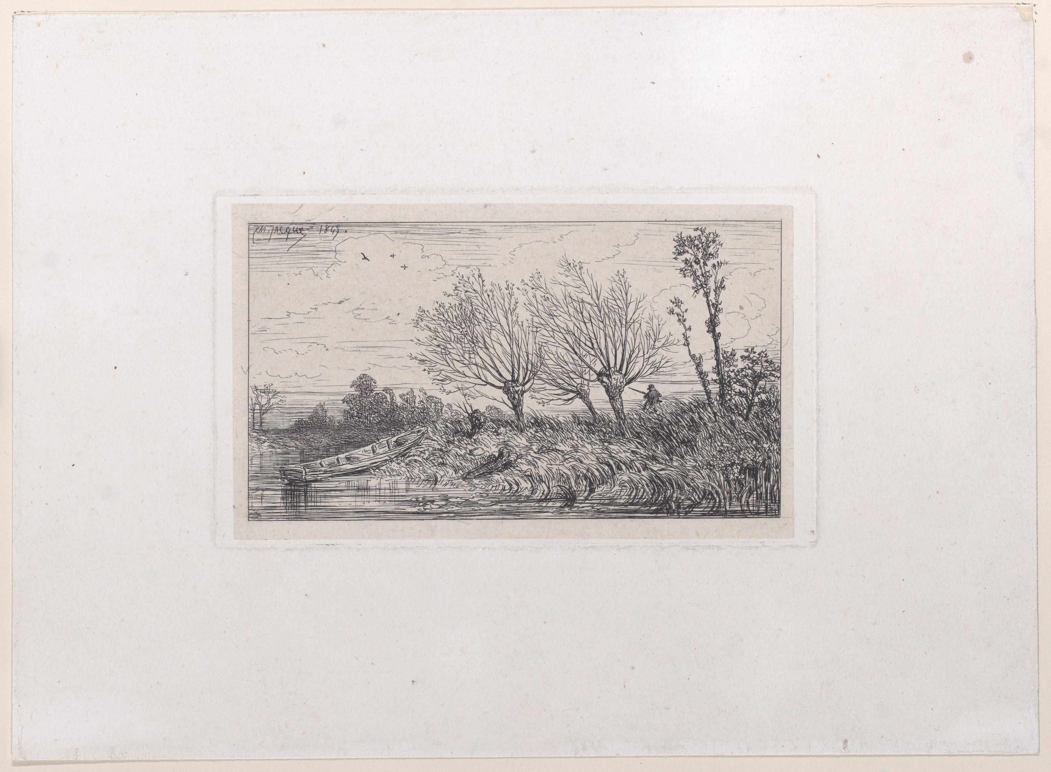 Charles Jacque, Landscape with Willow Trees