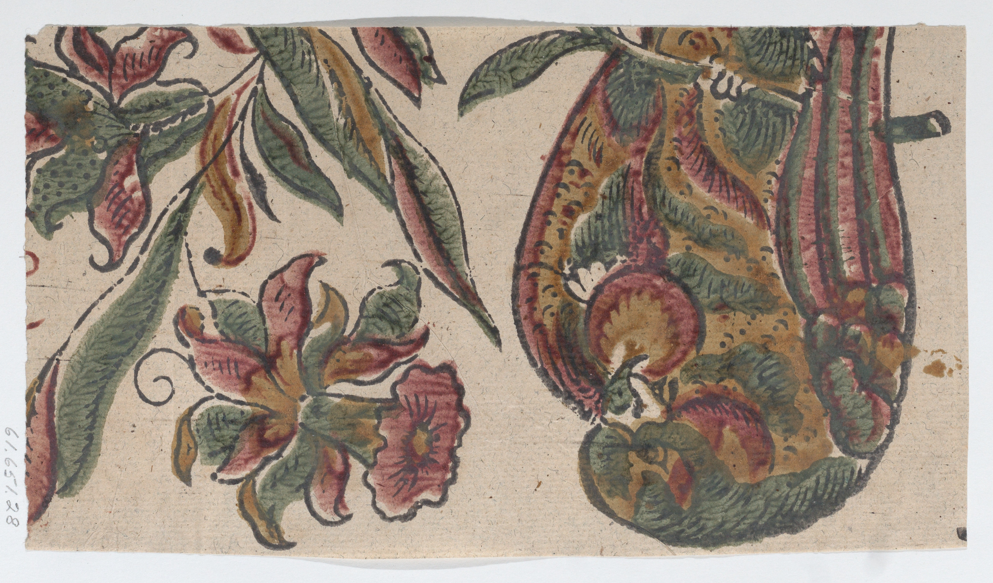 Anonymous, Sheet with floral and bird pattern