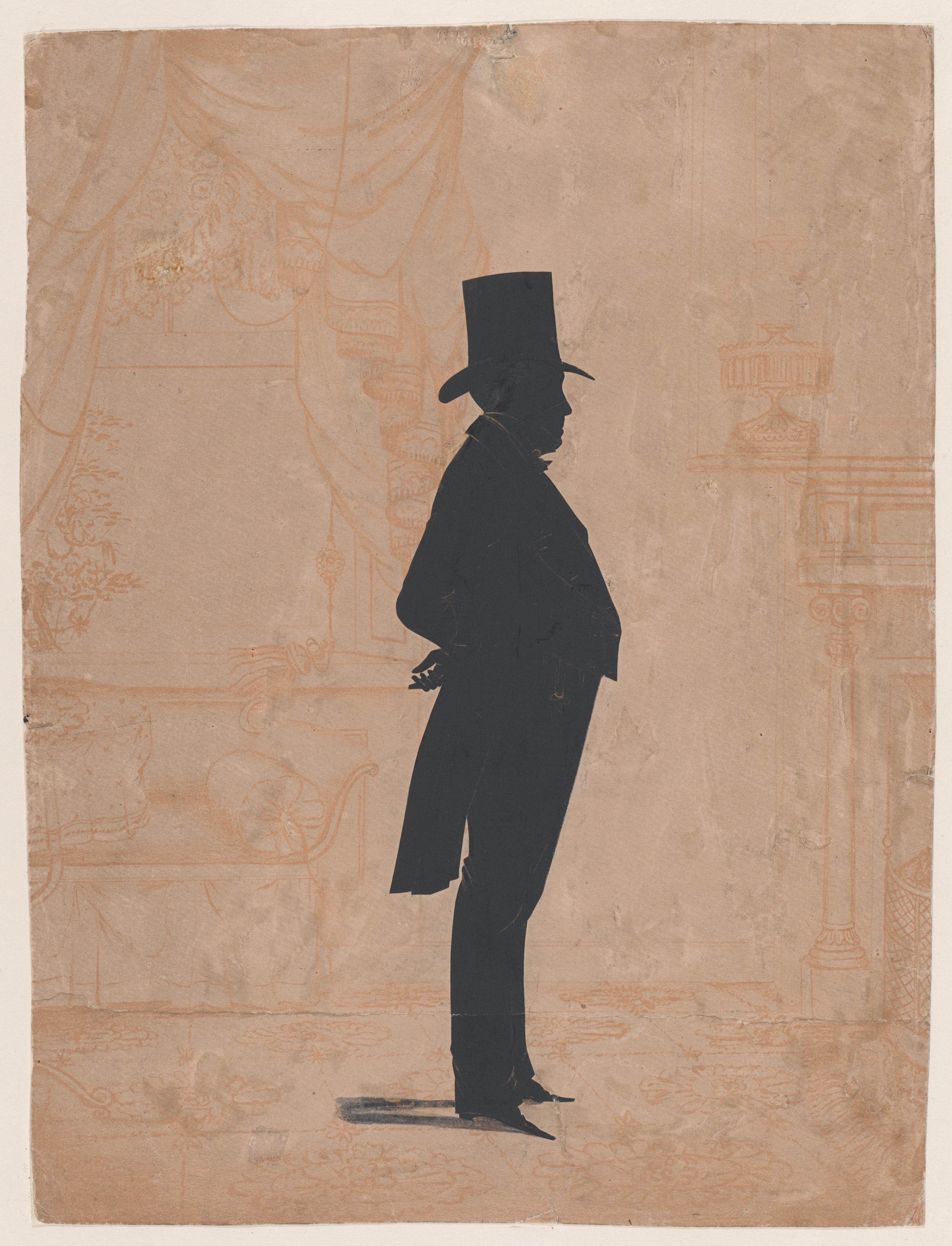 Possibly by William Henry Brown, Silhouette of an unknown man in a top hat  and tails