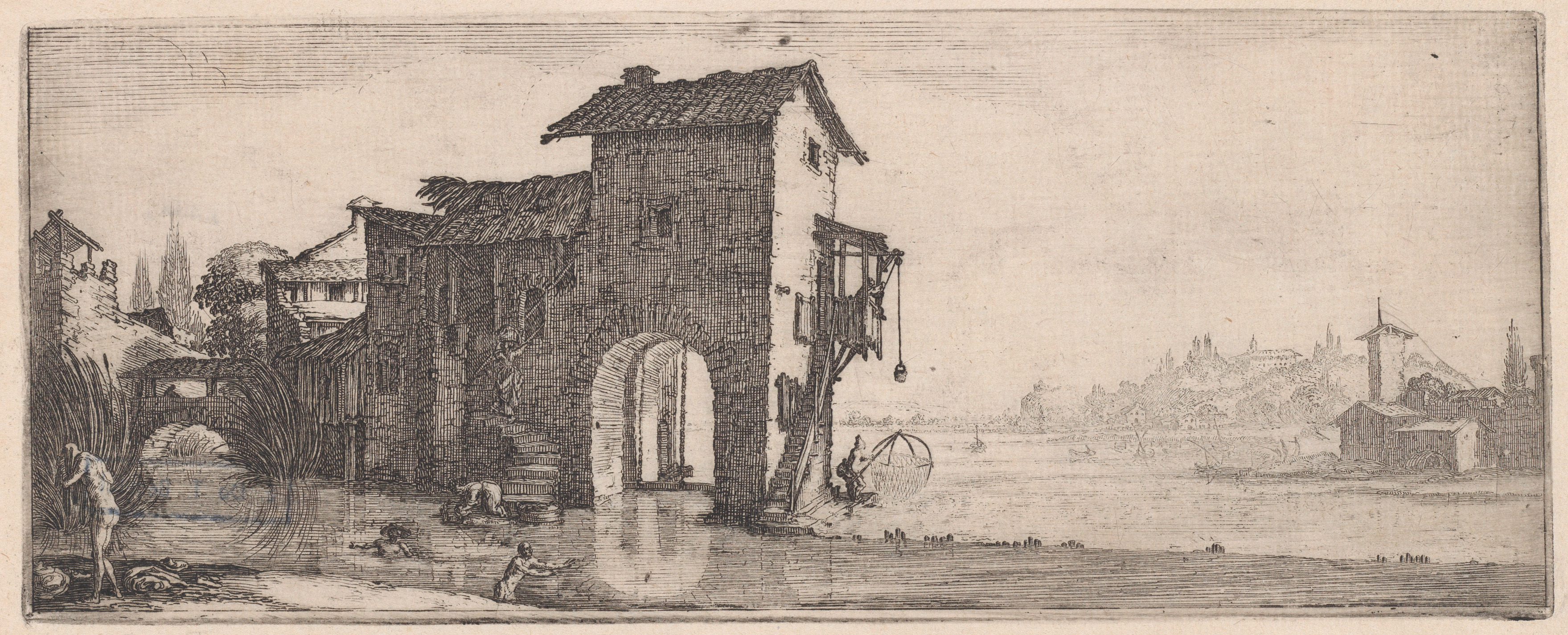 Jacques Callot, Le Moulin a Eau (The Water Mill), from "Les Quatre Paysages" (The Four Landscapes)