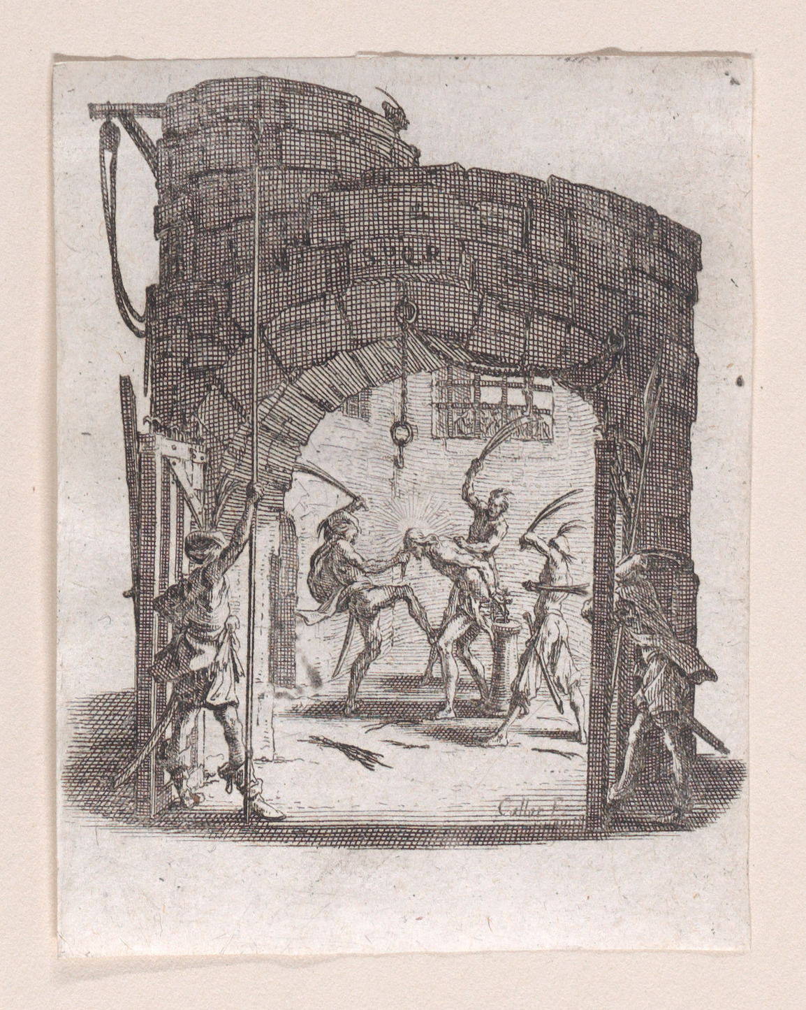 Jacques Callot, Jésus est Battu de Verges pièce appelée aussi La Flagellation (The Flagellation), from "La Petite Passion" (The Little Passion)