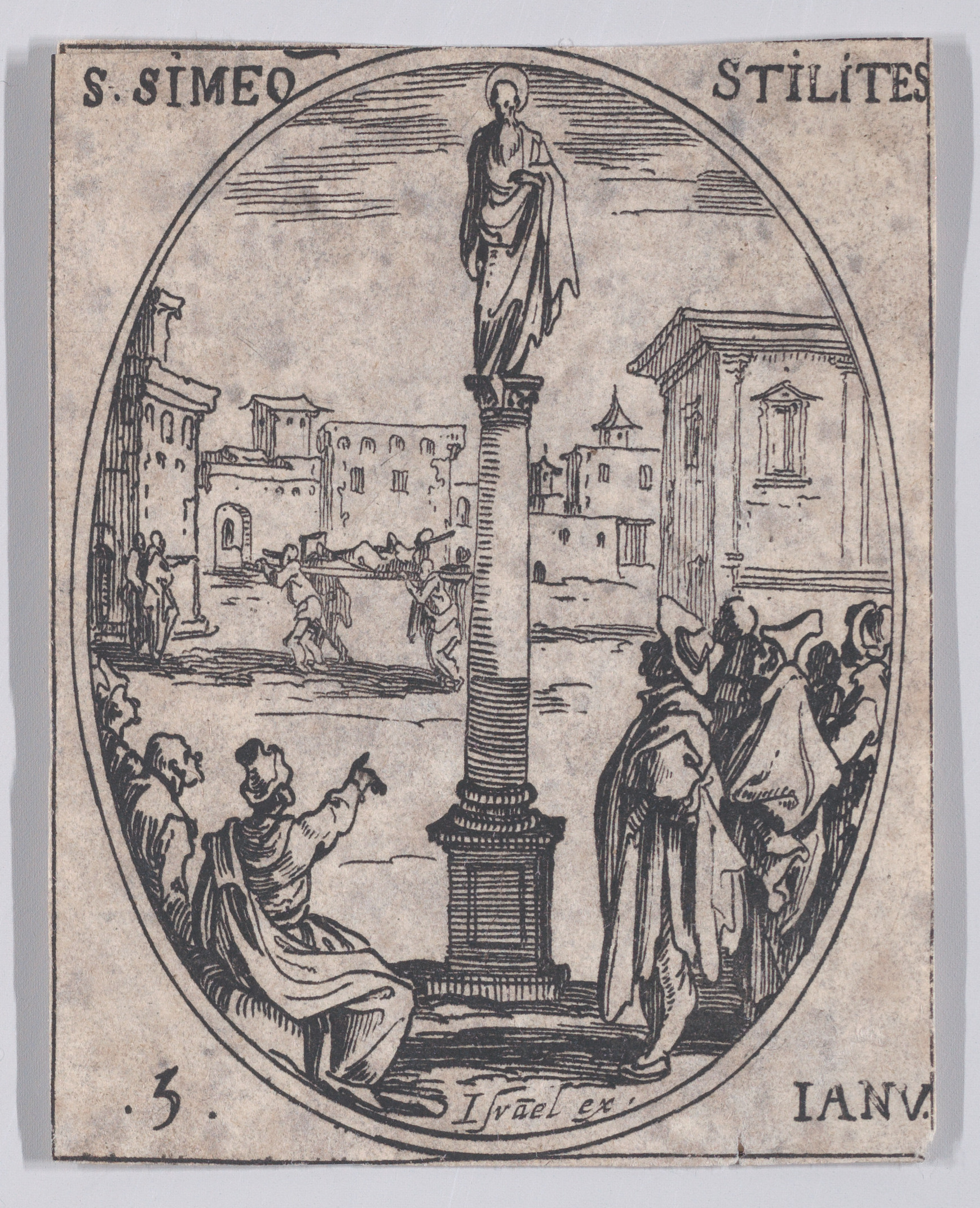 S. Siméone Stylite (St. Simeon Stylites), January 5th, from Les Images De Tous Les Saincts et Saintes de L'Année (Images of All of the Saints and Religious Events of the Year), Jacques Callot (French, Nancy 1592–1635 Nancy), Etching; second state of two (Lieure)