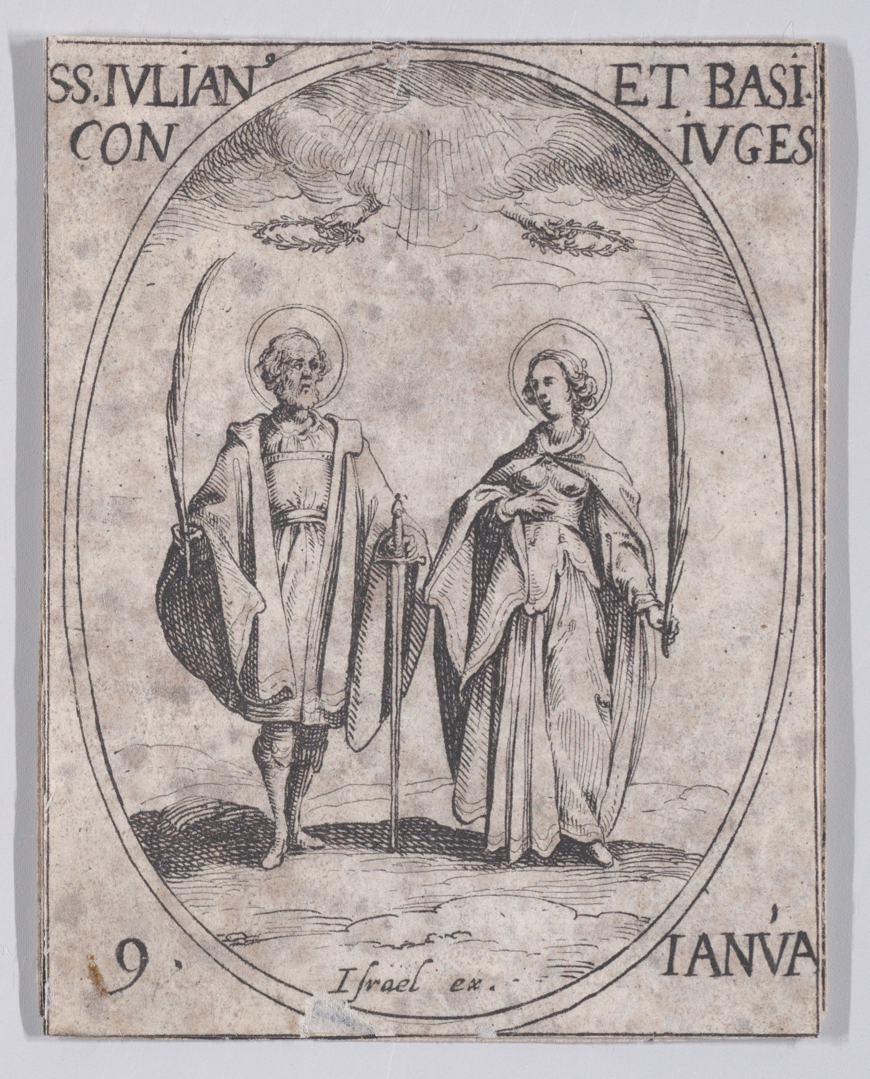 S. Julien et Ste. Basilesse (St. Julian and St. Basilessa), January 9th, from Les Images De Tous Les Saincts et Saintes de L'Année (Images of All of the Saints and Religious Events of the Year), Jacques Callot (French, Nancy 1592–1635 Nancy), Etching; second state of two (Lieure)
