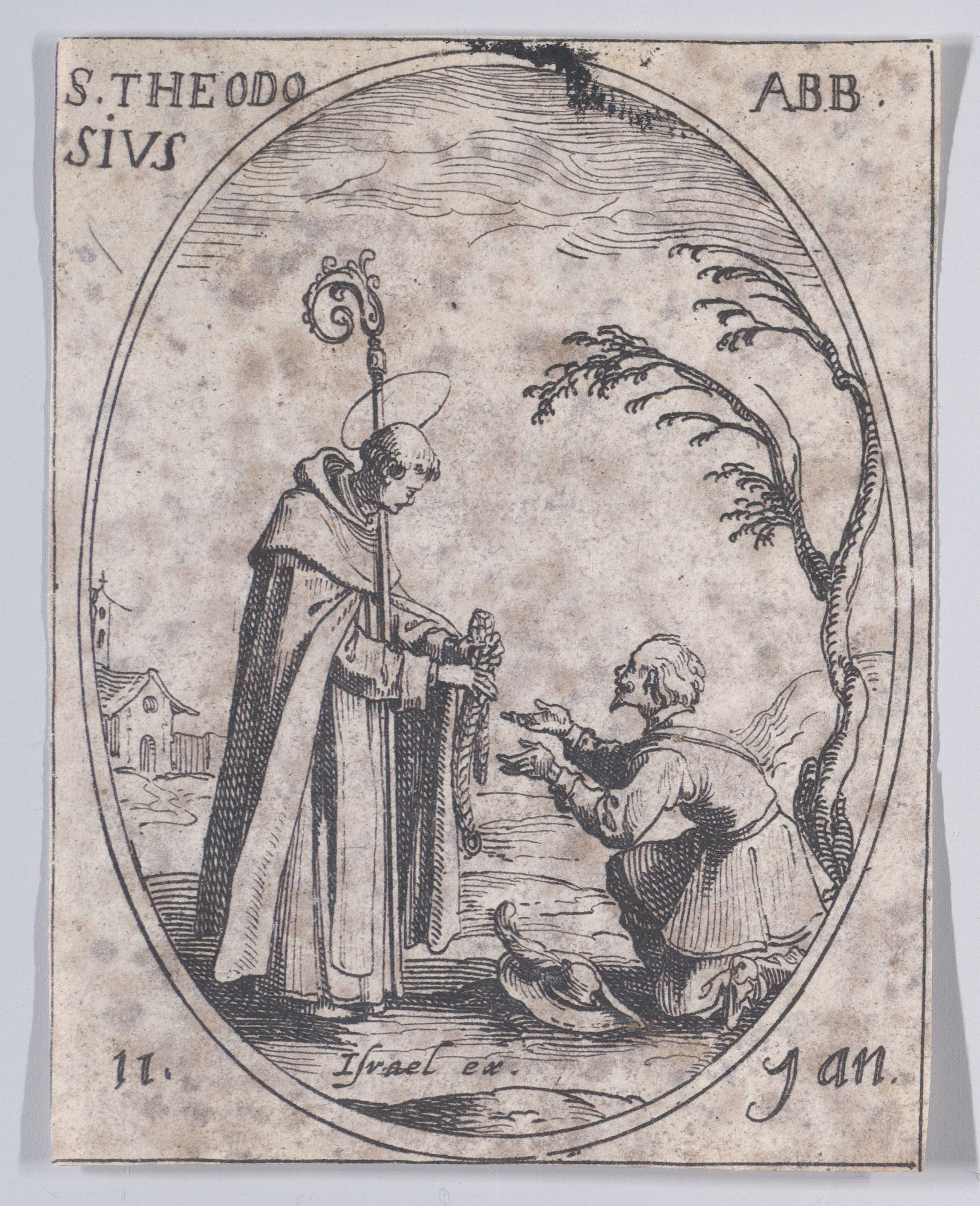 S. Théodose, abbé (St. Theodosius, Abbot), January 11th, from Les Images De Tous Les Saincts et Saintes de L'Année (Images of All of the Saints and Religious Events of the Year), Jacques Callot (French, Nancy 1592–1635 Nancy), Etching; second state of two (Lieure)