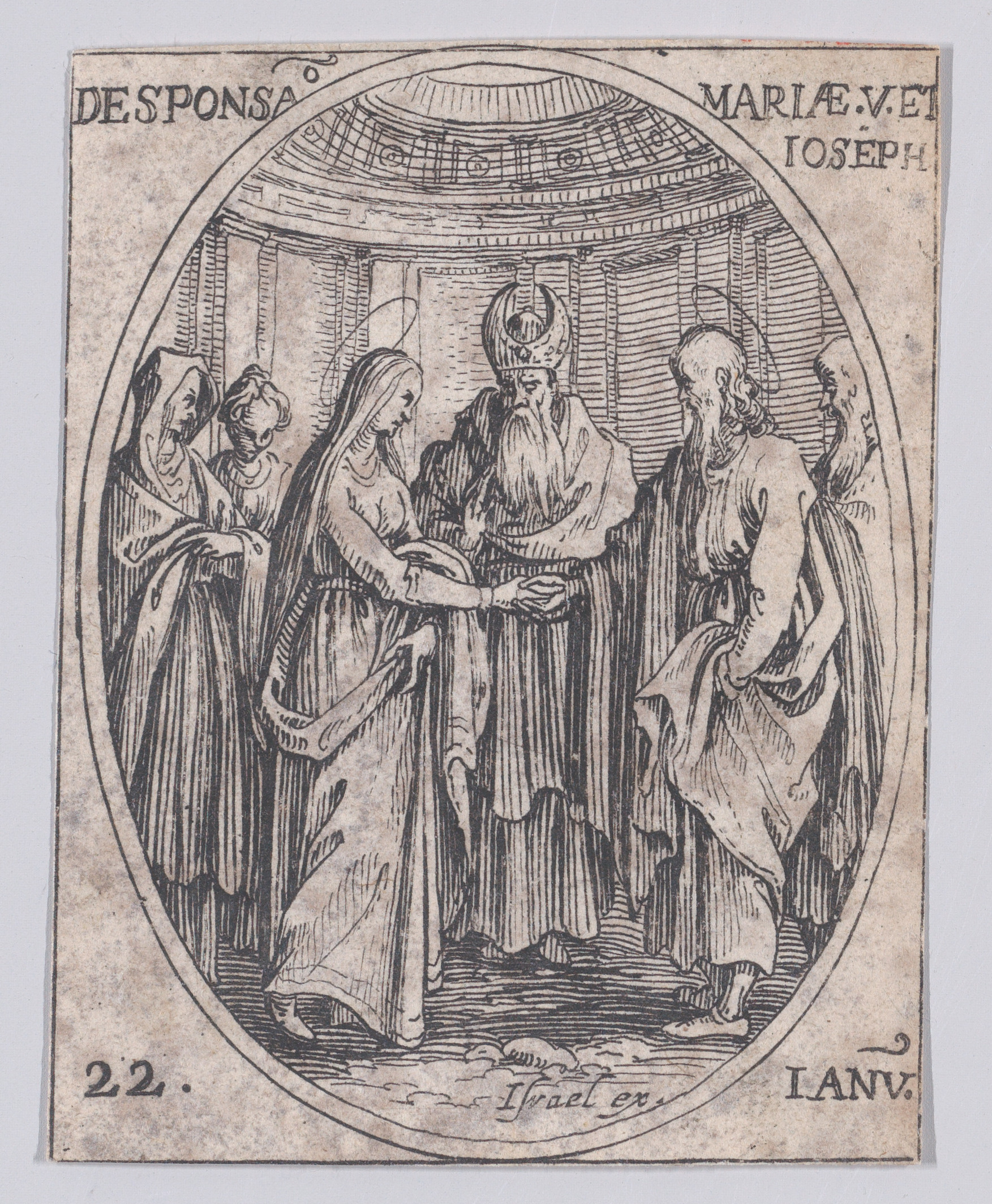 Le Mariage de la Ste. Vierge (The Marriage of the Virgin), January 22nd, from Les Images De Tous Les Saincts et Saintes de L'Année (Images of All of the Saints and Religious Events of the Year), Jacques Callot (French, Nancy 1592–1635 Nancy), Etching; second state of two (Lieure)