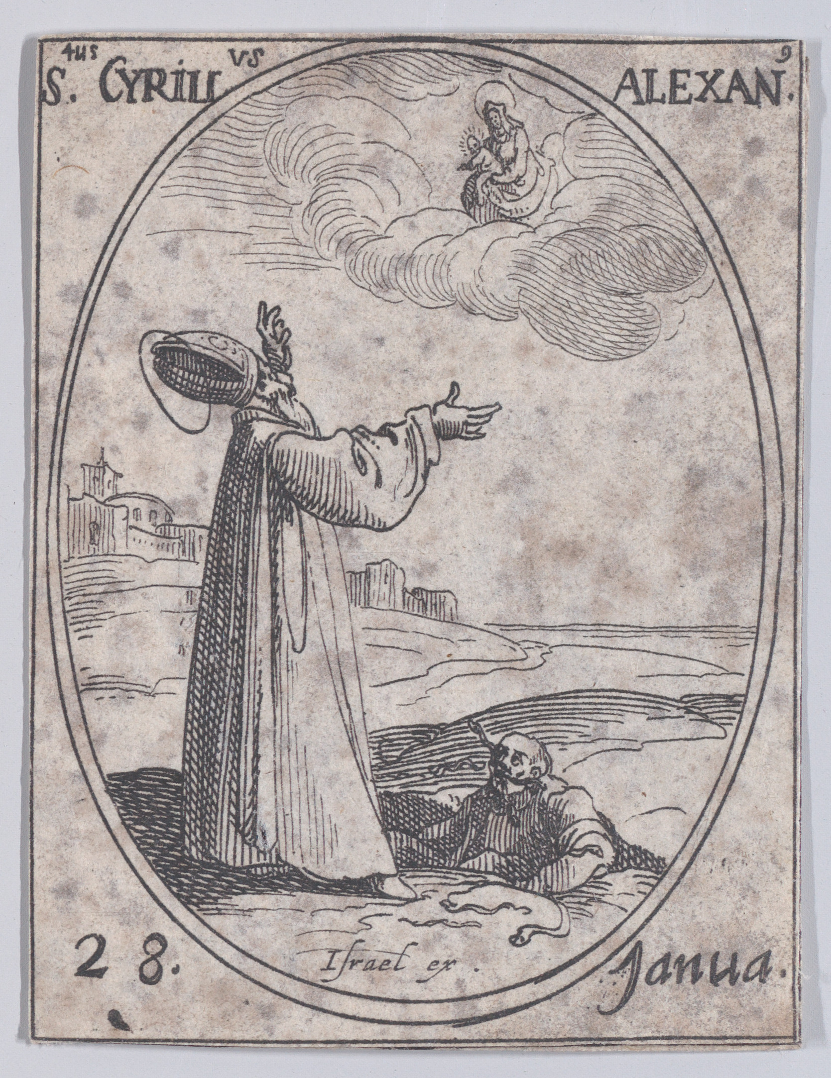 S. Cyrille d'Alexandrie (St. Cyril of Alexandria), January 28th, from Les Images De Tous Les Saincts et Saintes de L'Année (Images of All of the Saints and Religious Events of the Year), Jacques Callot (French, Nancy 1592–1635 Nancy), Etching; second state of two (Lieure)