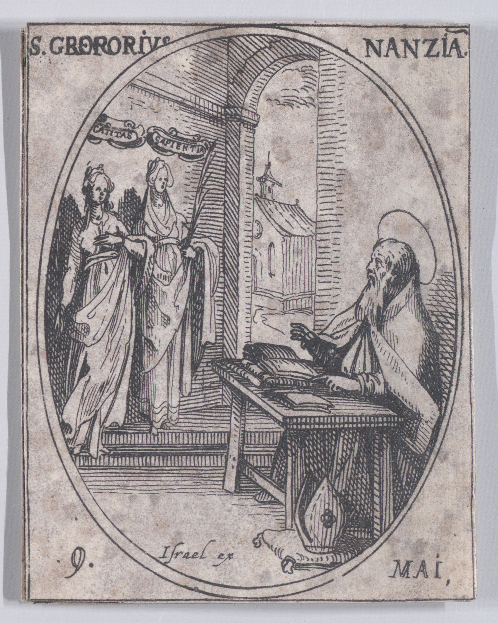 S. Grégoire de Naziance (St. Gregory of Naziance), May 9th, from Les Images De Tous Les Saincts et Saintes de L'Année (Images of All of the Saints and Religious Events of the Year), Jacques Callot (French, Nancy 1592–1635 Nancy), Etching; second state of two (Lieure)