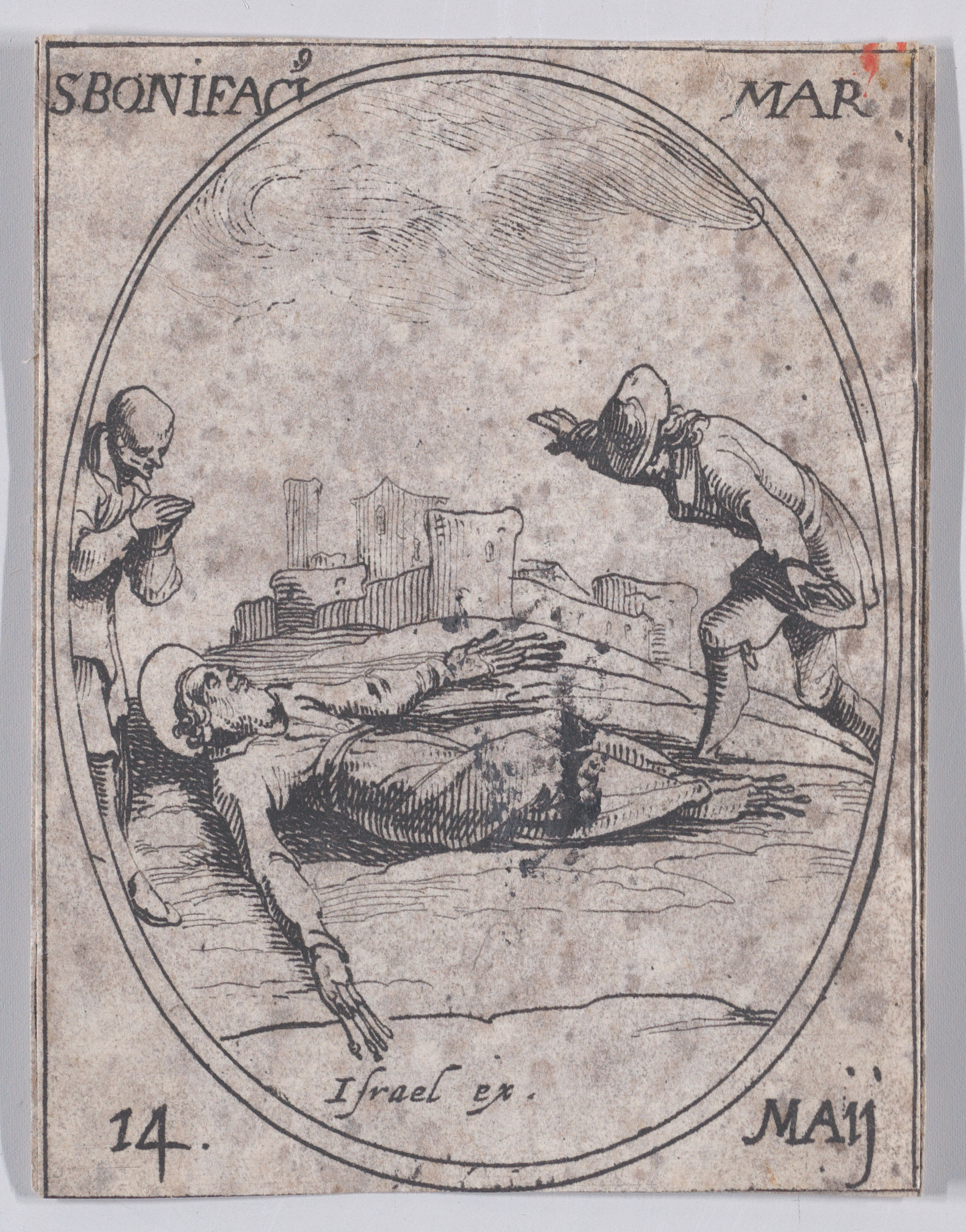 St. Boniface, Martyr, May 14th, from Les Images De Tous Les Saincts et Saintes de L'Année (Images of All of the Saints and Religious Events of the Year), Jacques Callot (French, Nancy 1592–1635 Nancy), Etching; second state of two (Lieure)