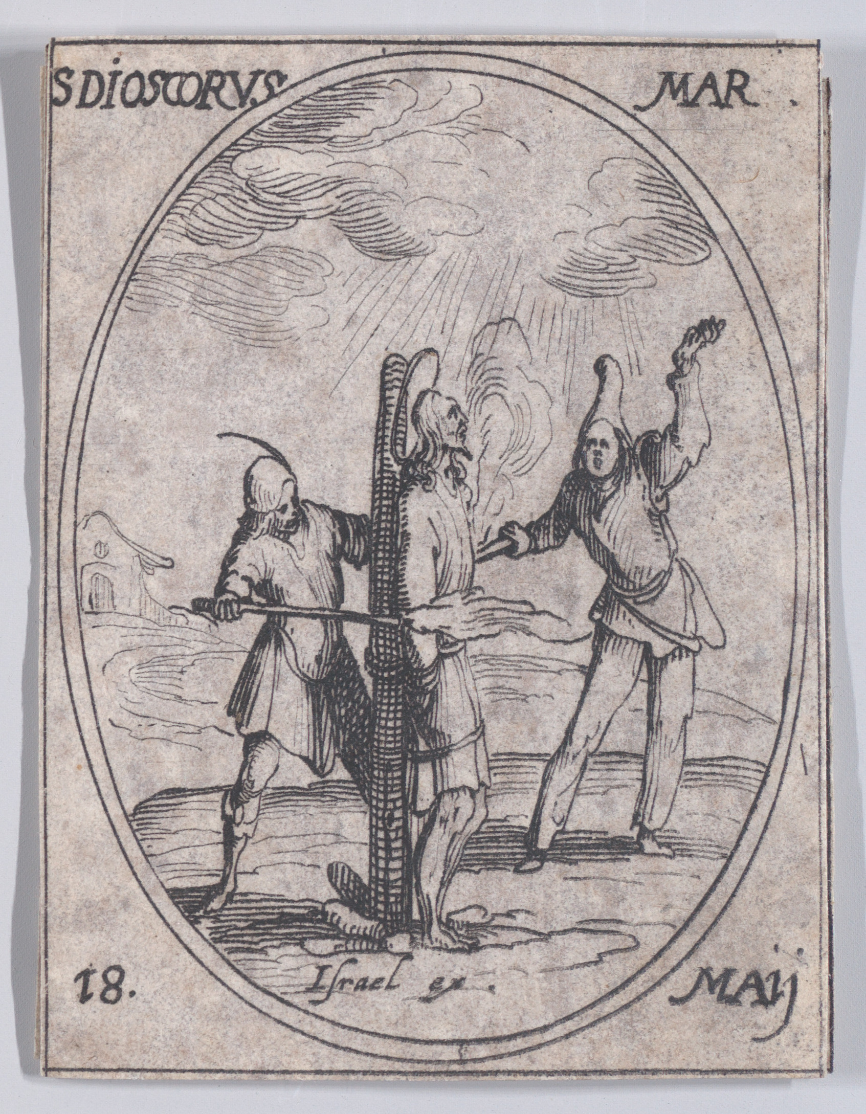 S. Discore, martyr (St. Discorus, Martyr), May 18th, from Les Images De Tous Les Saincts et Saintes de L'Année (Images of All of the Saints and Religious Events of the Year), Jacques Callot (French, Nancy 1592–1635 Nancy), Etching; second state of two (Lieure)