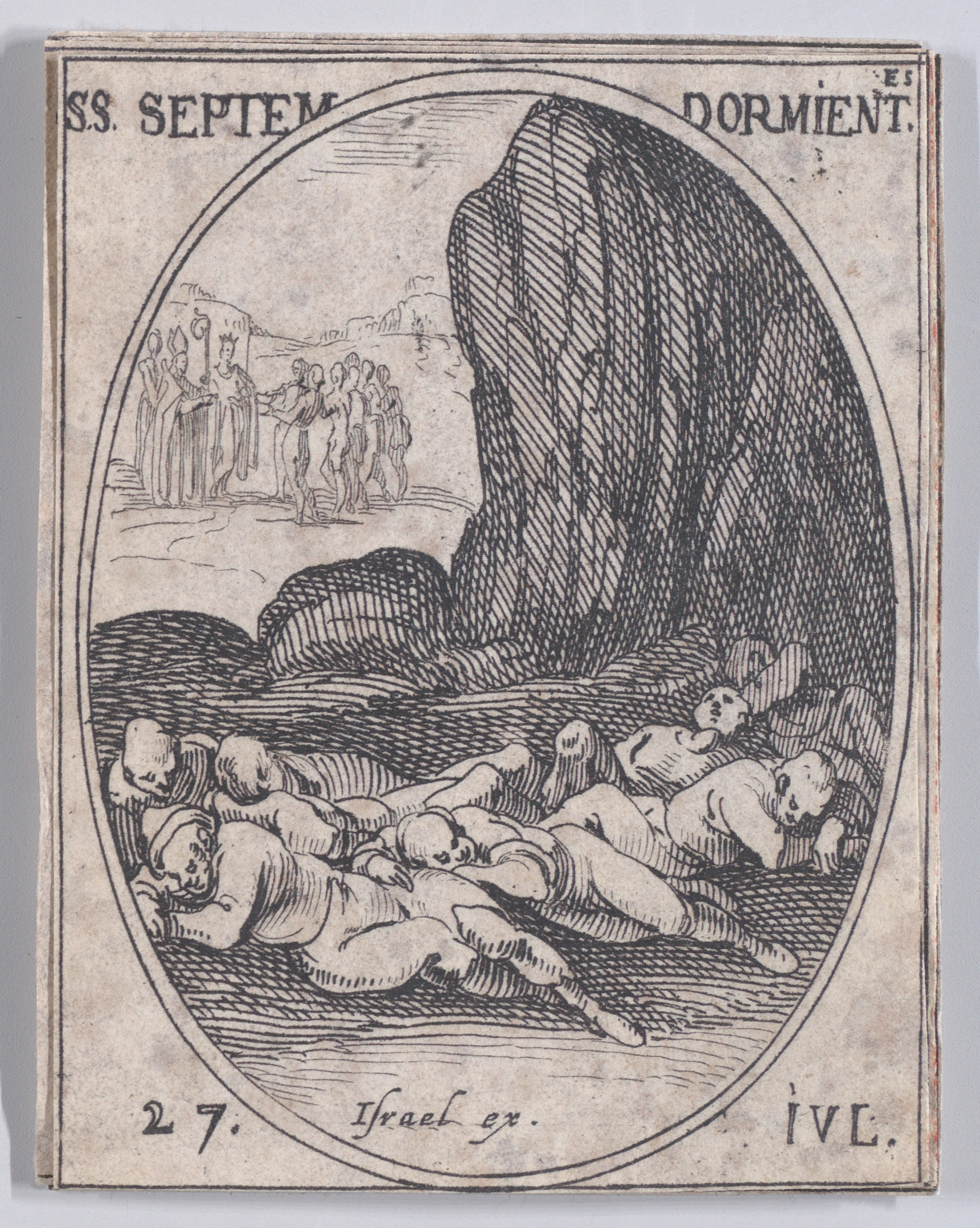 Les Sept Bienheureux Dormants (The Seven Blessed Sleepers), July 27th, from Les Images De Tous Les Saincts et Saintes de L'Année (Images of All of the Saints and Religious Events of the Year), Jacques Callot (French, Nancy 1592–1635 Nancy), Etching; second state of two (Lieure)
