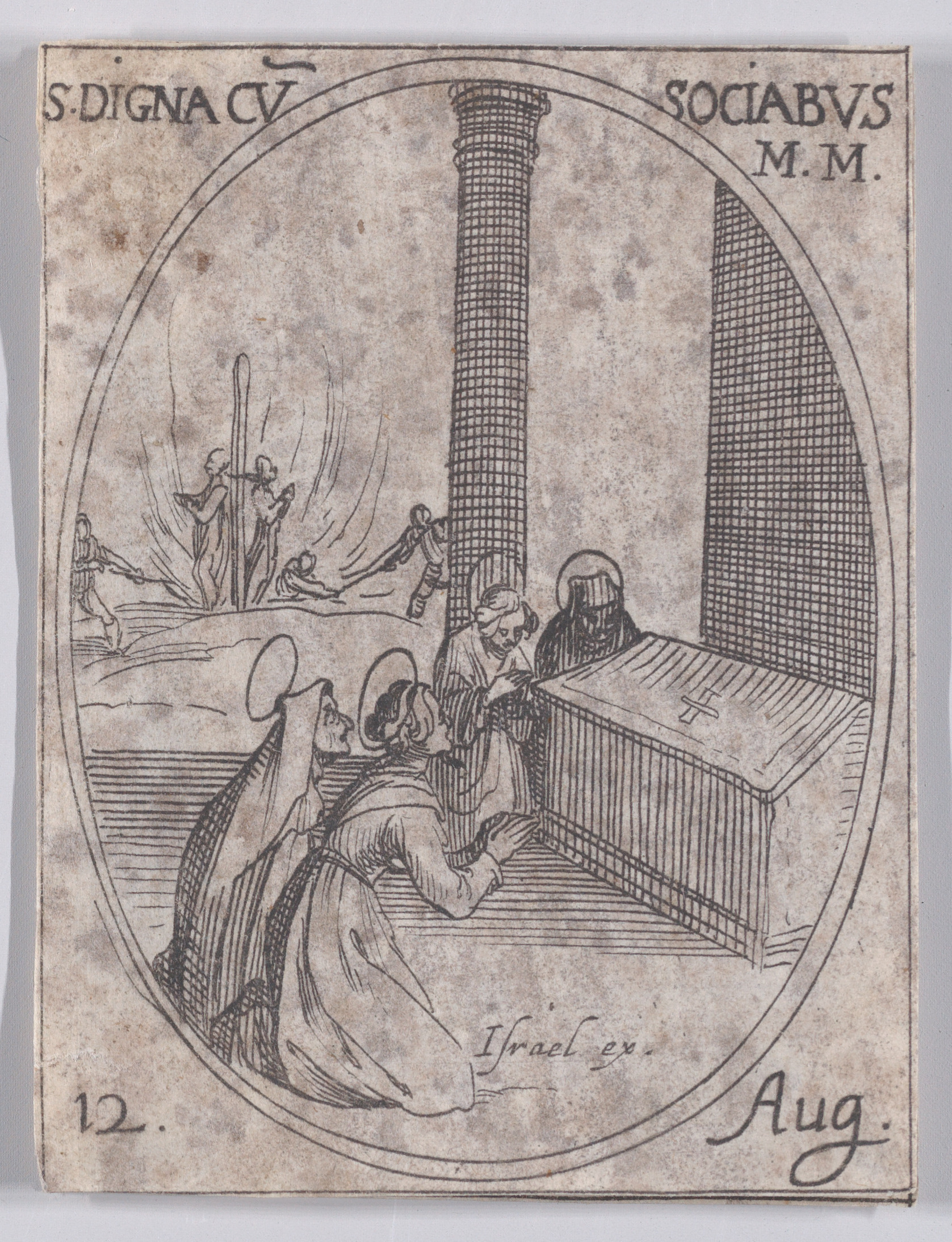 Ste. Digne et Ses Compagnes (St. Digna and Her Companions (including St. Hilaria)), August 12th, from Les Images De Tous Les Saincts et Saintes de L'Année (Images of All of the Saints and Religious Events of the Year), Jacques Callot (French, Nancy 1592–1635 Nancy), Etching; second state of two (Lieure)