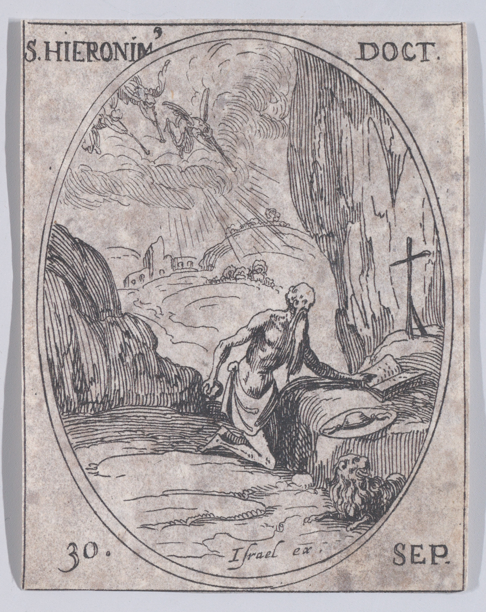 S. Jérôme, docteur (St. Jerome, Doctor), September 30th, from Les Images De Tous Les Saincts et Saintes de L'Année (Images of All of the Saints and Religious Events of the Year), Jacques Callot (French, Nancy 1592–1635 Nancy), Etching; second state of two (Lieure)