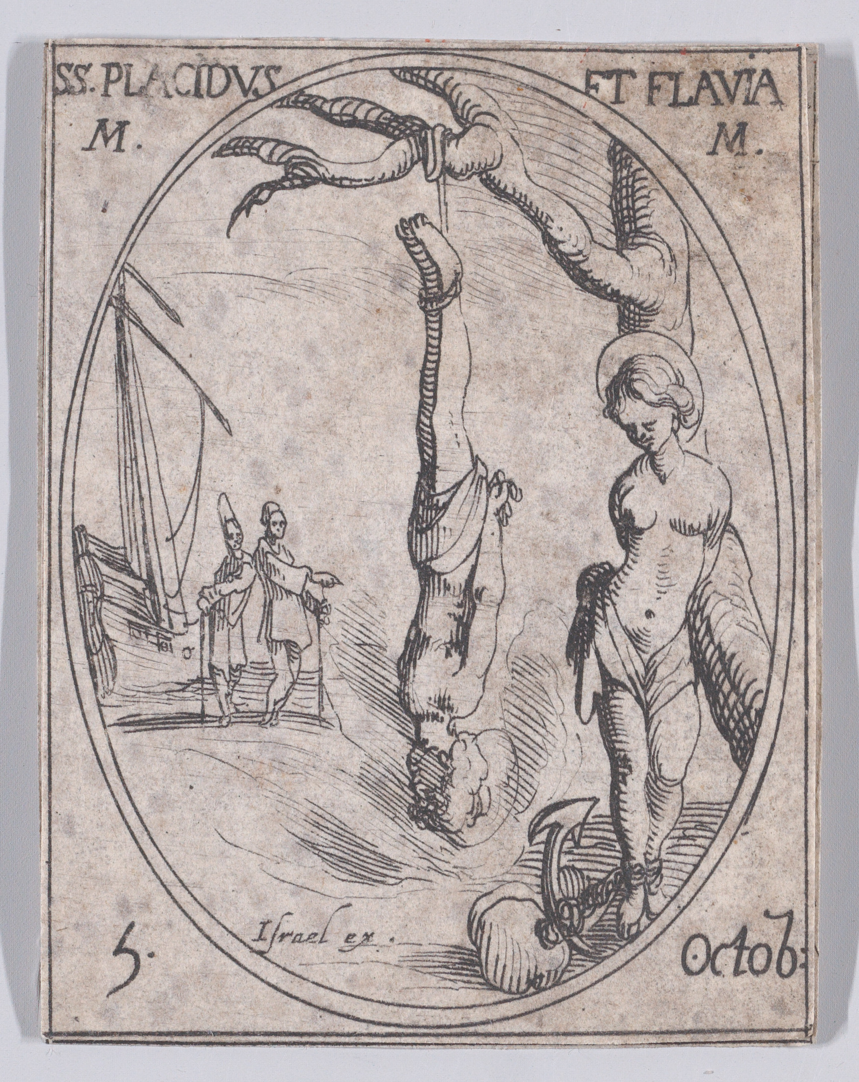 Ste. Placide et Ste. Flavie, martyres (St. Placid and St. Flavia, Martyrs), October 5th, from Les Images De Tous Les Saincts et Saintes de L'Année (Images of All of the Saints and Religious Events of the Year), Jacques Callot (French, Nancy 1592–1635 Nancy), Etching; second state of two (Lieure)