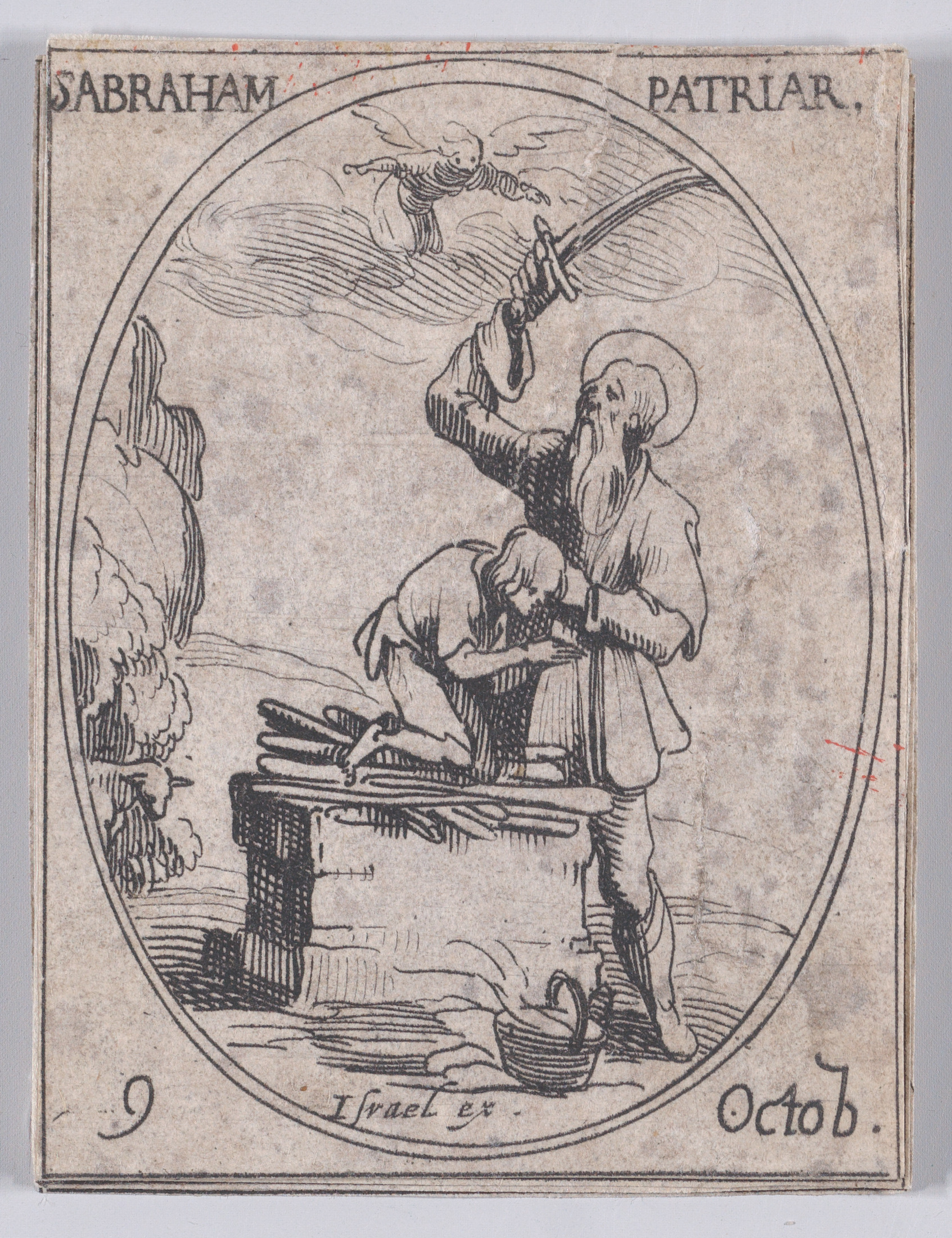 S. Abraham, patriarche (St. Abraham, Patriarch), October 9th, from Les Images De Tous Les Saincts et Saintes de L'Année (Images of All of the Saints and Religious Events of the Year), Jacques Callot (French, Nancy 1592–1635 Nancy), Etching; second state of two (Lieure)